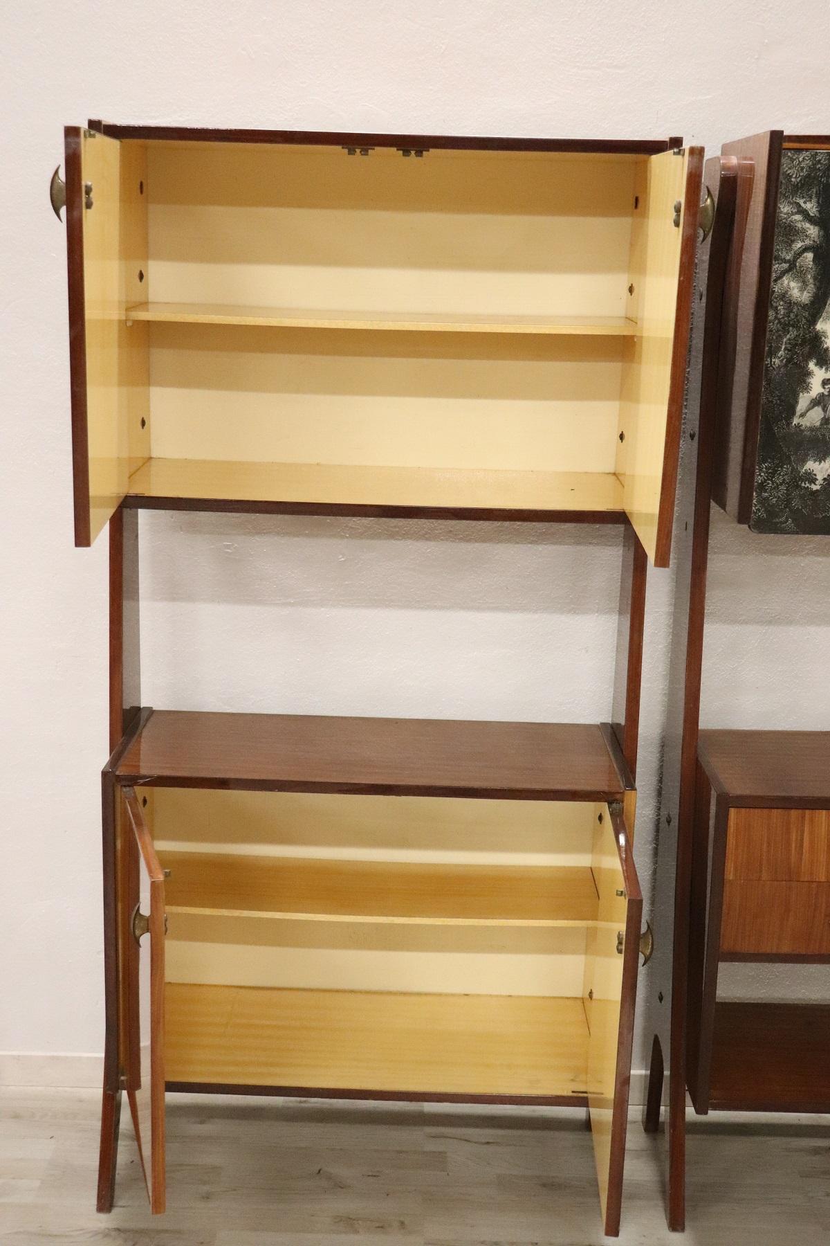 20th Century Italian Vintage Design Pair of Bookcase or Cabinet in Teak, 1960s 3