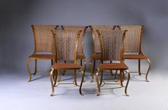 20th Century Italian Vintage Hand Made Metal Faux Leather Chairs with Rope Backs