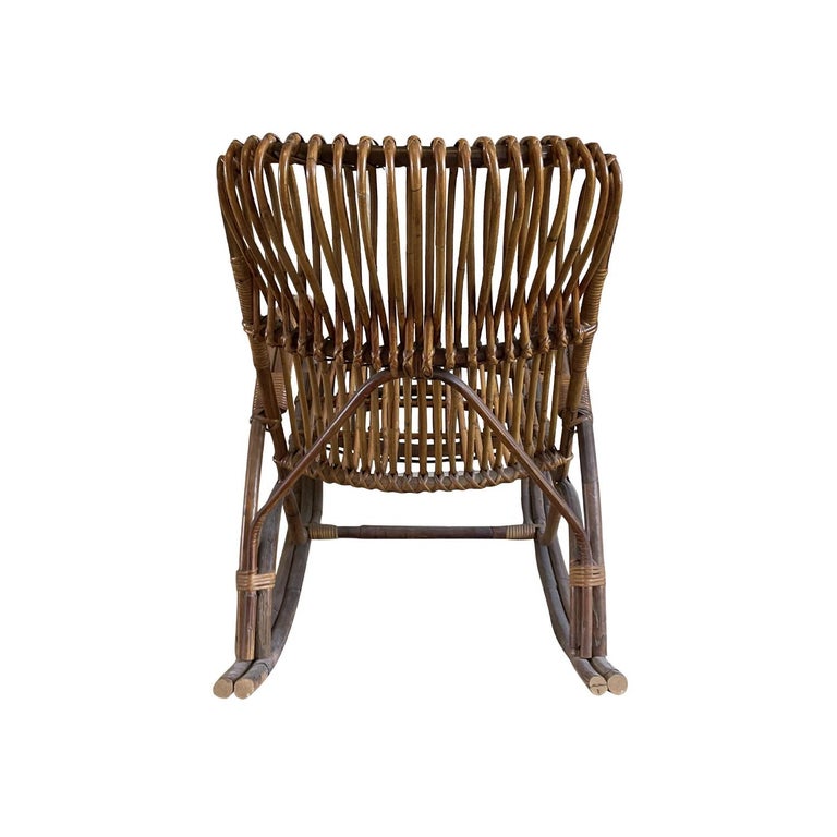20th Century Italian Vintage Mid-Century Modern Rattan Rocking Chair ...