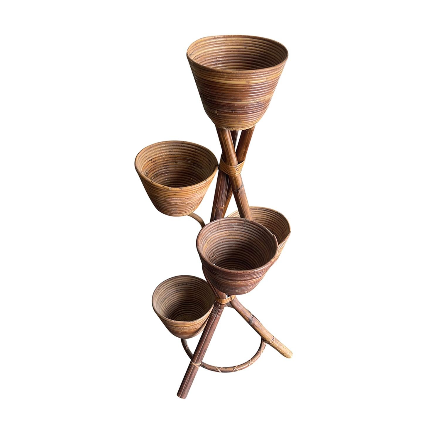 Jardinera italiana del siglo XX de ratán, estilo Gio Ponti Italiano en venta