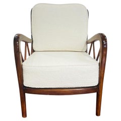 Sedia da salotto singola in noce vintage moderna del XX secolo di Paolo Buffa