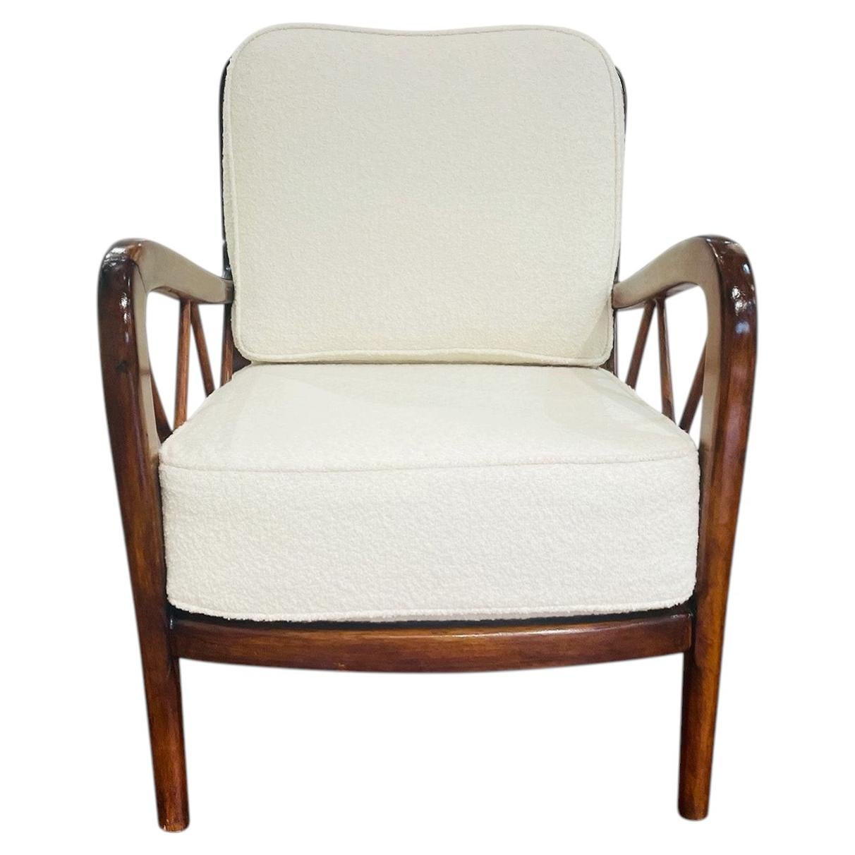 20th Century Italian Vintage Modern Single Walnut Lounge Chair by Paolo Buffa