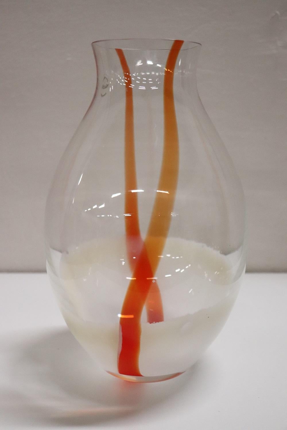 Grand vase en verre artistique de Murano du 20e siècle, d'origine italienne, par Carlo Nason Excellent état - En vente à Casale Monferrato, IT