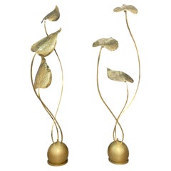 20th Century Italian Vintage Pair of Brass Floor Lamps, Lights by Tommaso Barbi