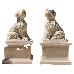 20th Century Italian Vintage Pair of Limestone Schnauzer Dog Garden Statues