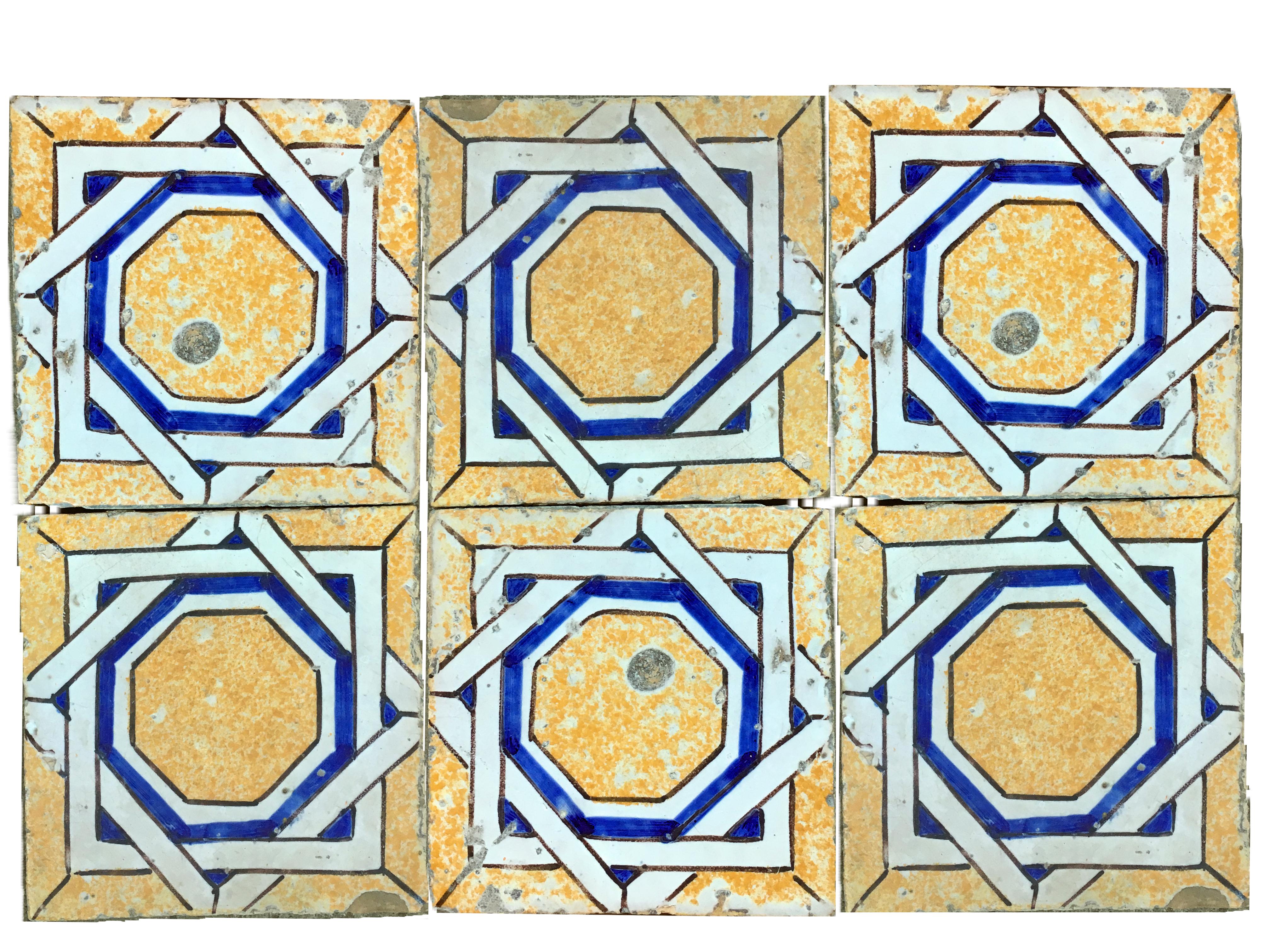 20th century Italian vintage reclaimed decorated tiles, 1920s
118 pieces available (about 4.70 sqm).