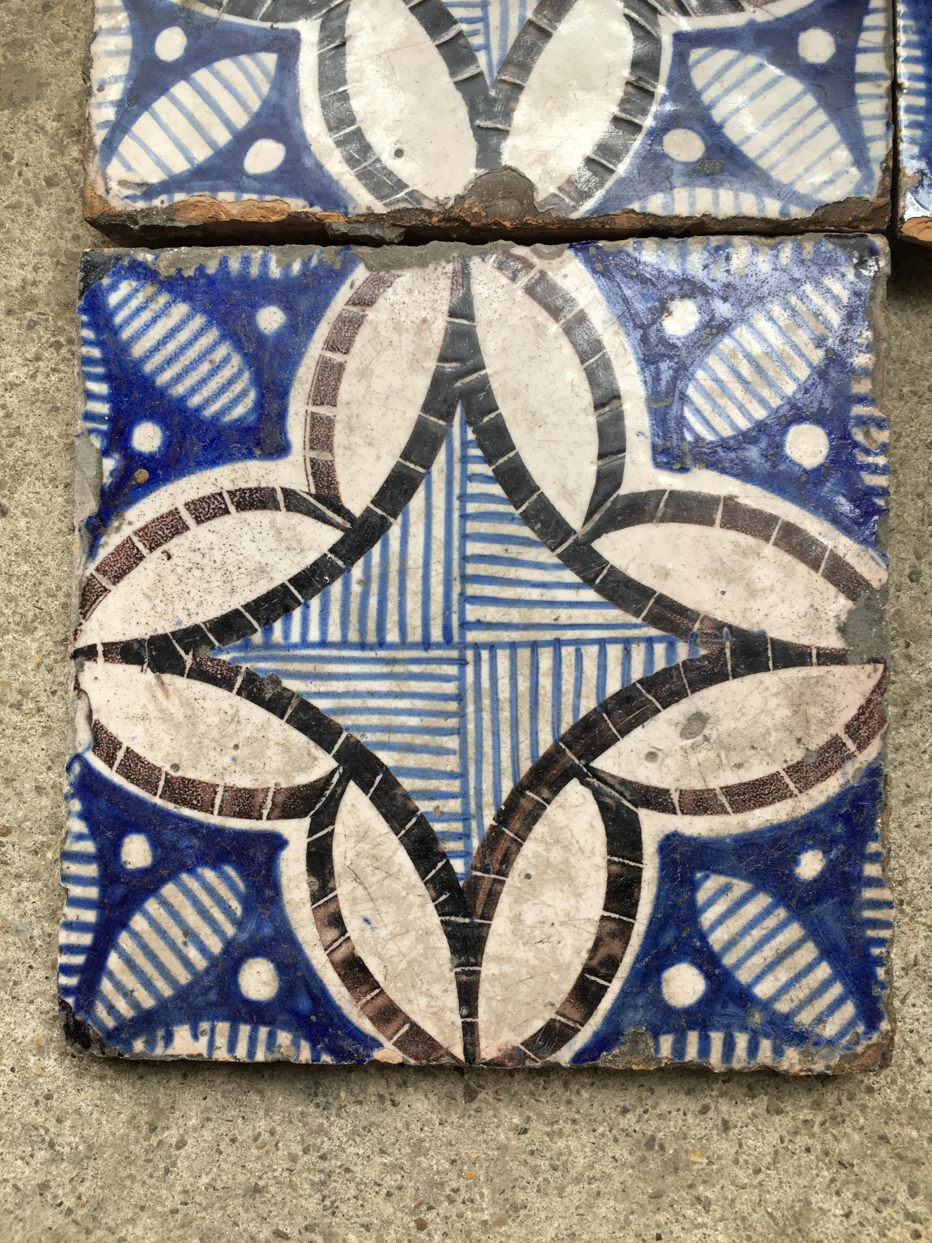 Early 20th Century 20th Century Italian Vintage Reclaimed Decorated Tiles, 1920s