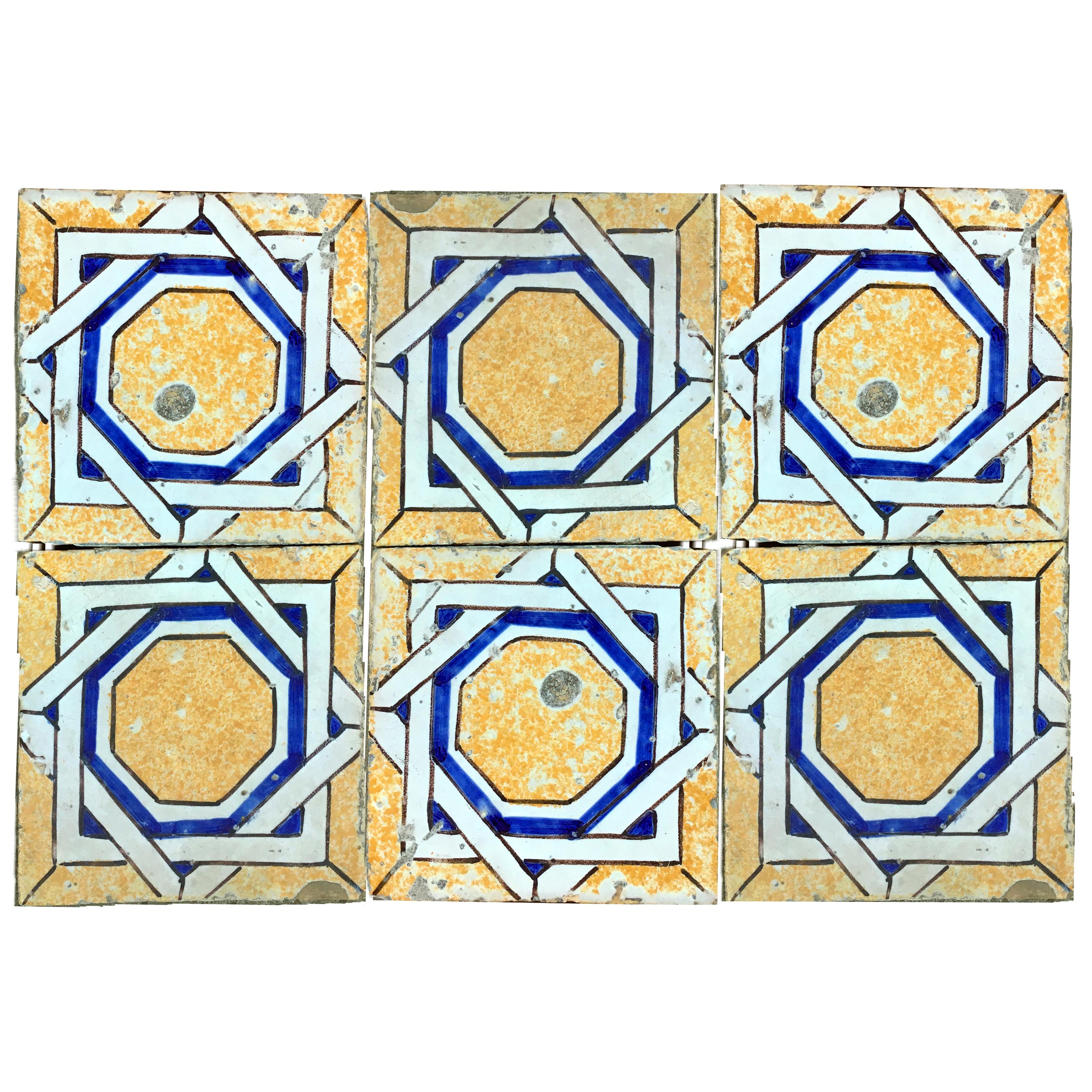 20th Century Italian Vintage Reclaimed Decorated Tiles, 1920s For Sale