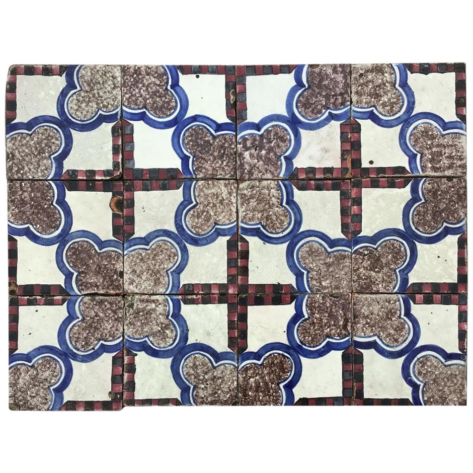 20th Century Italian Vintage Reclaimed Decorated Tiles, 1920s For Sale