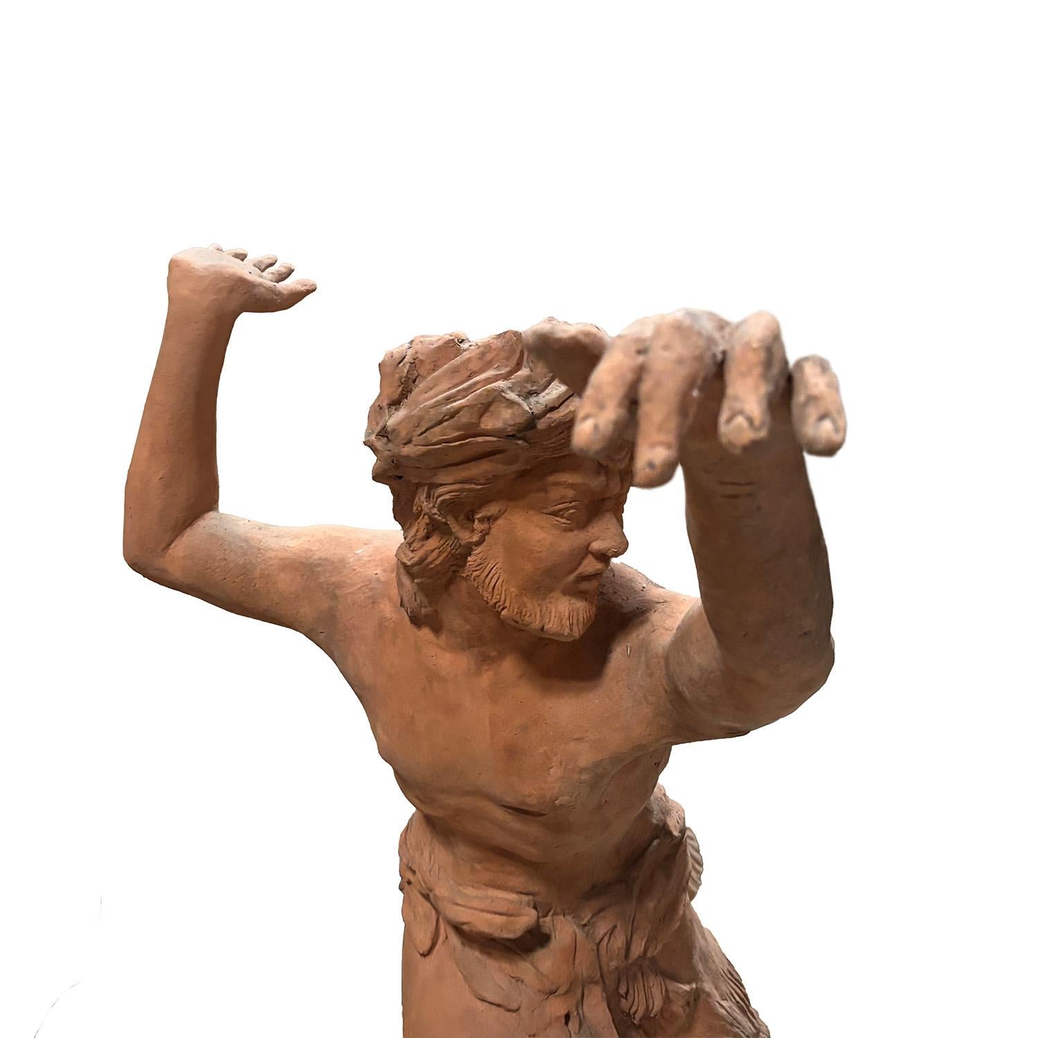 Terracotta Statuetta di Tritone in terracotta in stile romano vintage del XX secolo in vendita