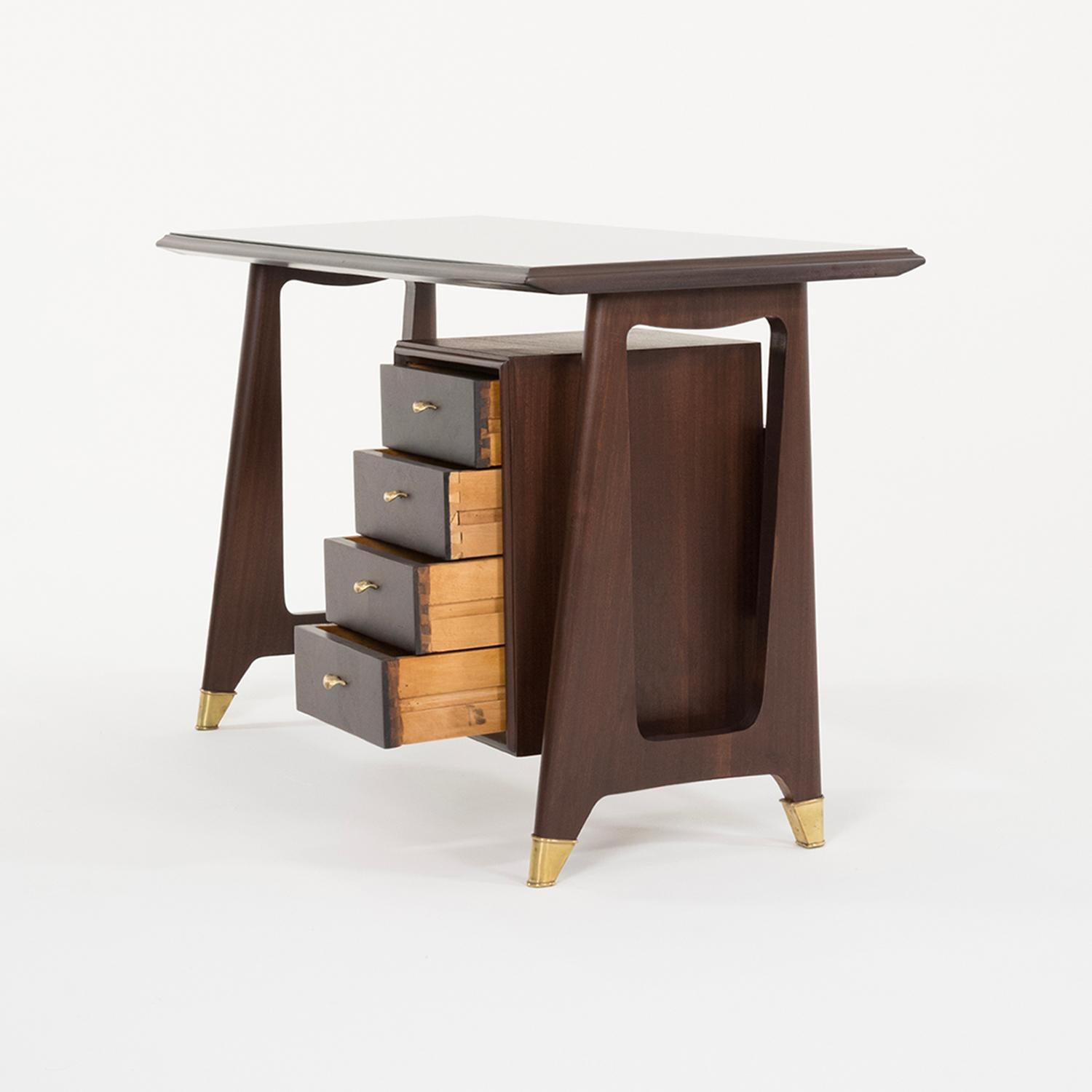 Mid-Century Modern 20th Century Italian Vintage Rosewood Writing Desk Attributed to Vittorio Dassi For Sale