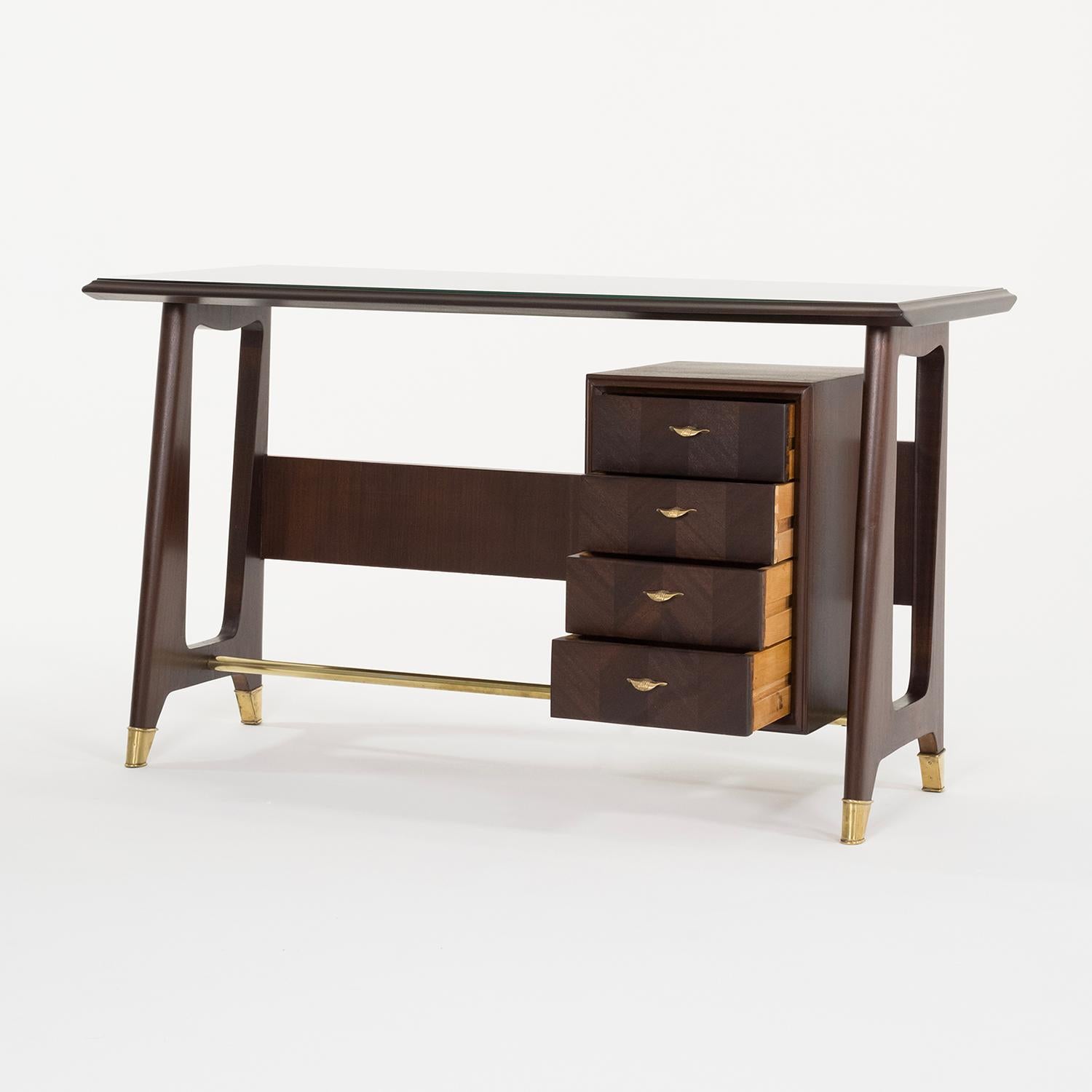 Hand-Carved 20th Century Italian Vintage Rosewood Writing Desk Attributed to Vittorio Dassi For Sale