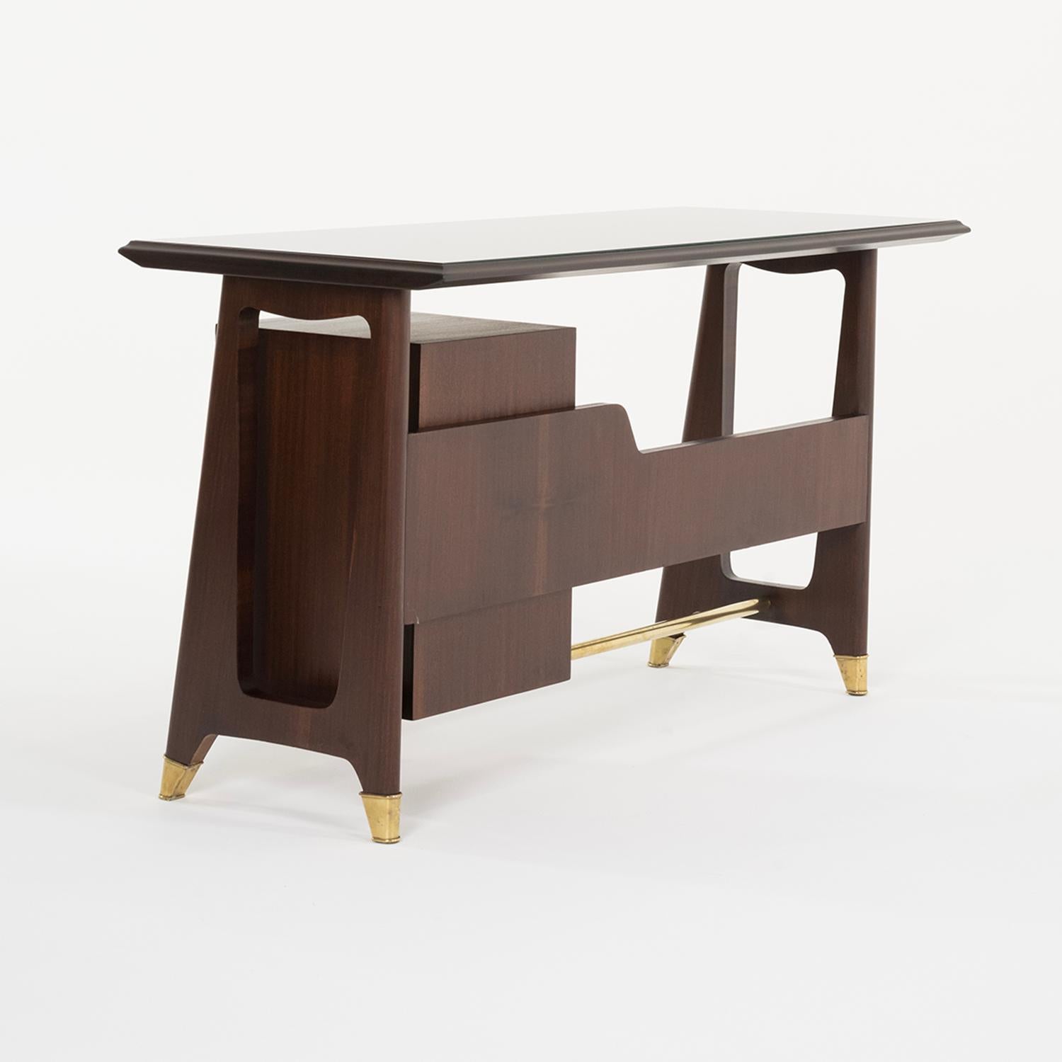 Metal 20th Century Italian Vintage Rosewood Writing Desk Attributed to Vittorio Dassi For Sale