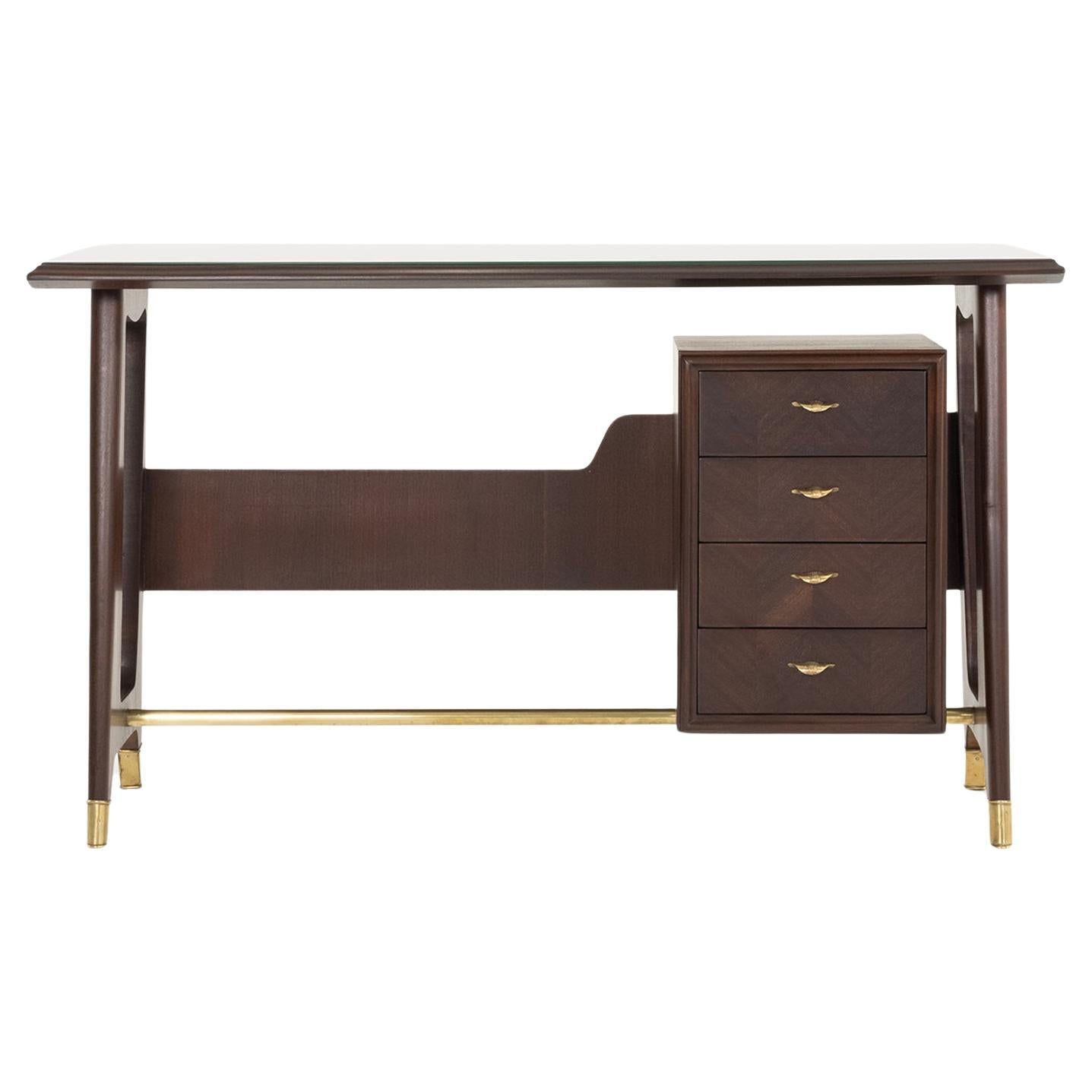 20th Century Italian Vintage Rosewood Writing Desk Attributed to Vittorio Dassi For Sale