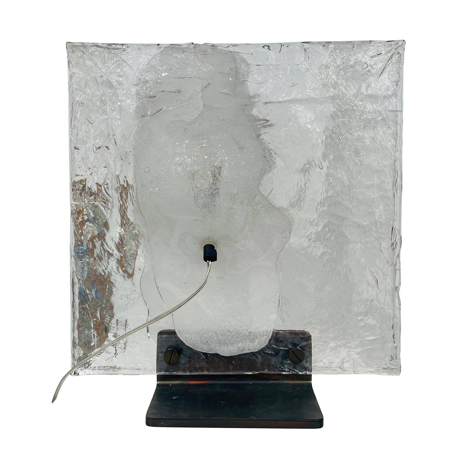 20. Jahrhundert Italienische Vintage Murano Glas Tischlampe von Paolo Venini geräuchert (Metall) im Angebot