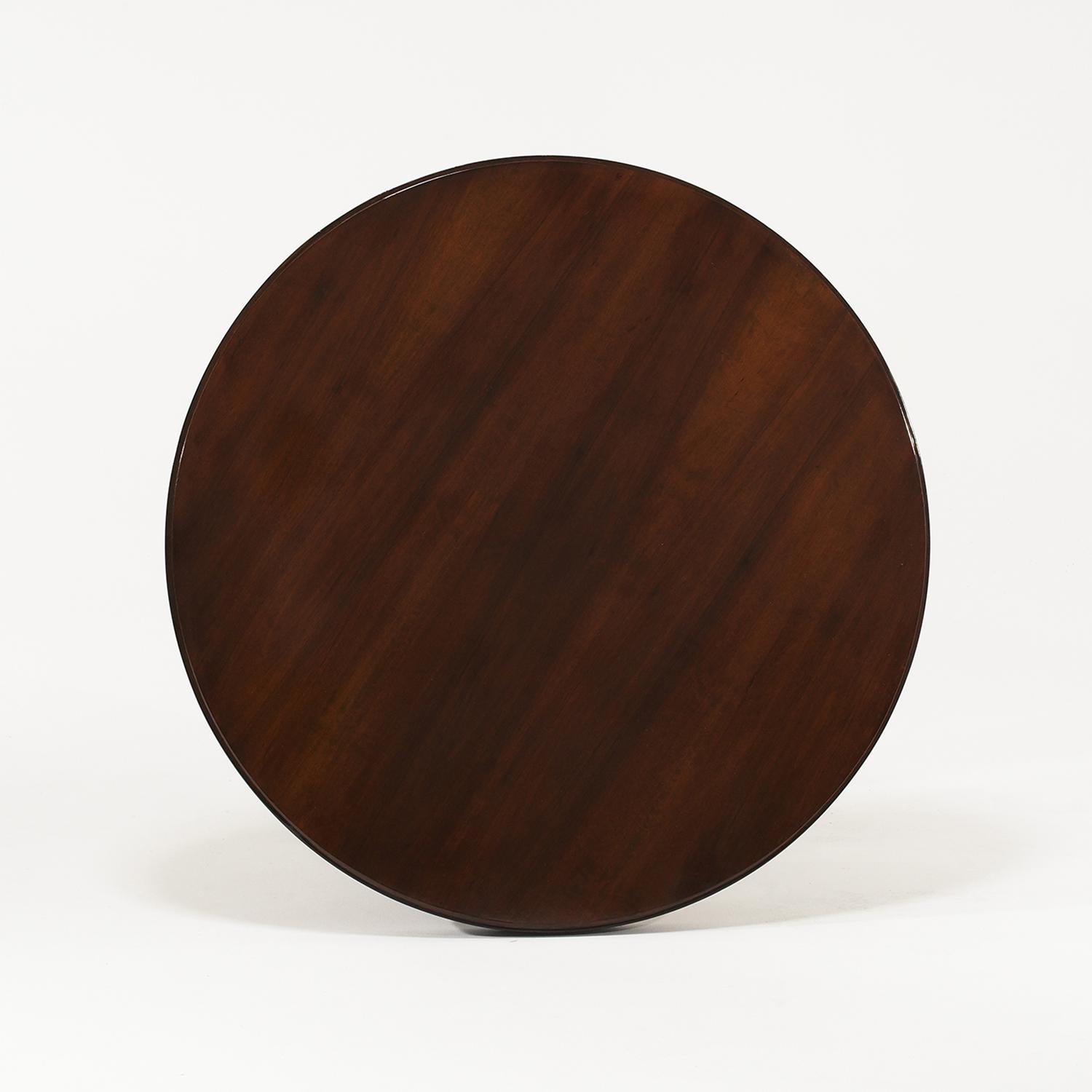 Hand-Carved 20th Century Italian Vintage Walnut Round Center, Game Table by Luciano Frigerio