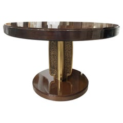 20th Century Italian Vintage Walnut Round Center, Game Table by Luciano Frigerio
