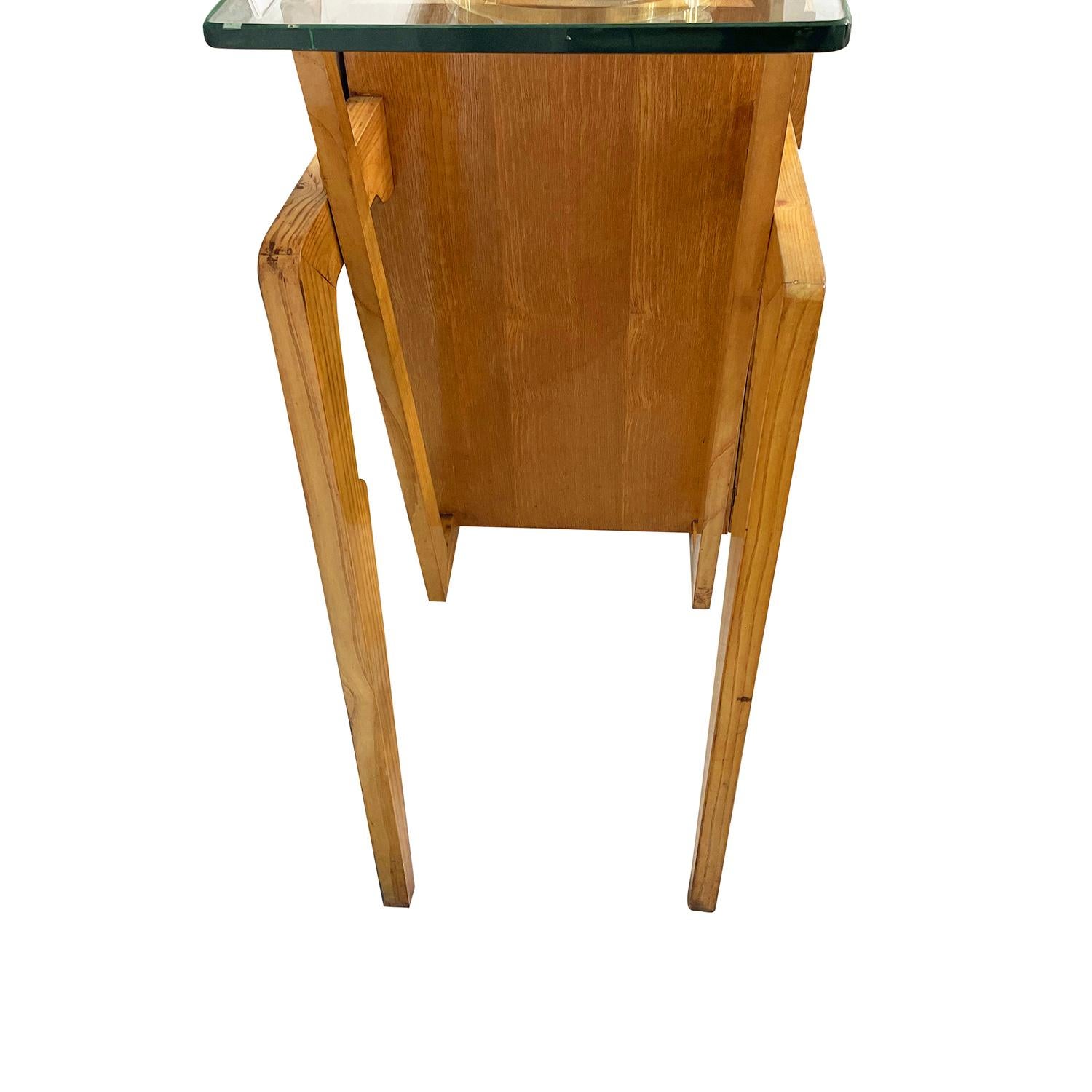 Table console italienne du XXe siècle en noyer, céramique et érable plaqué en vente 10