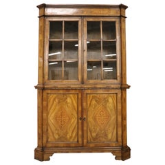 20th Century Italian Walnut Inlay Bookcase or Vitrine