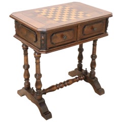 20th Century Italian Walnut Inlay Chess Table or Side Table