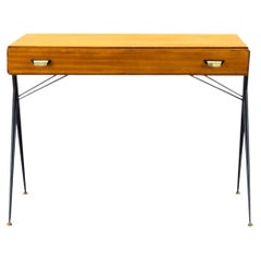 20th Century Italian Walnut Writing Desk, Vintage Office Table Silvio Cavatorta