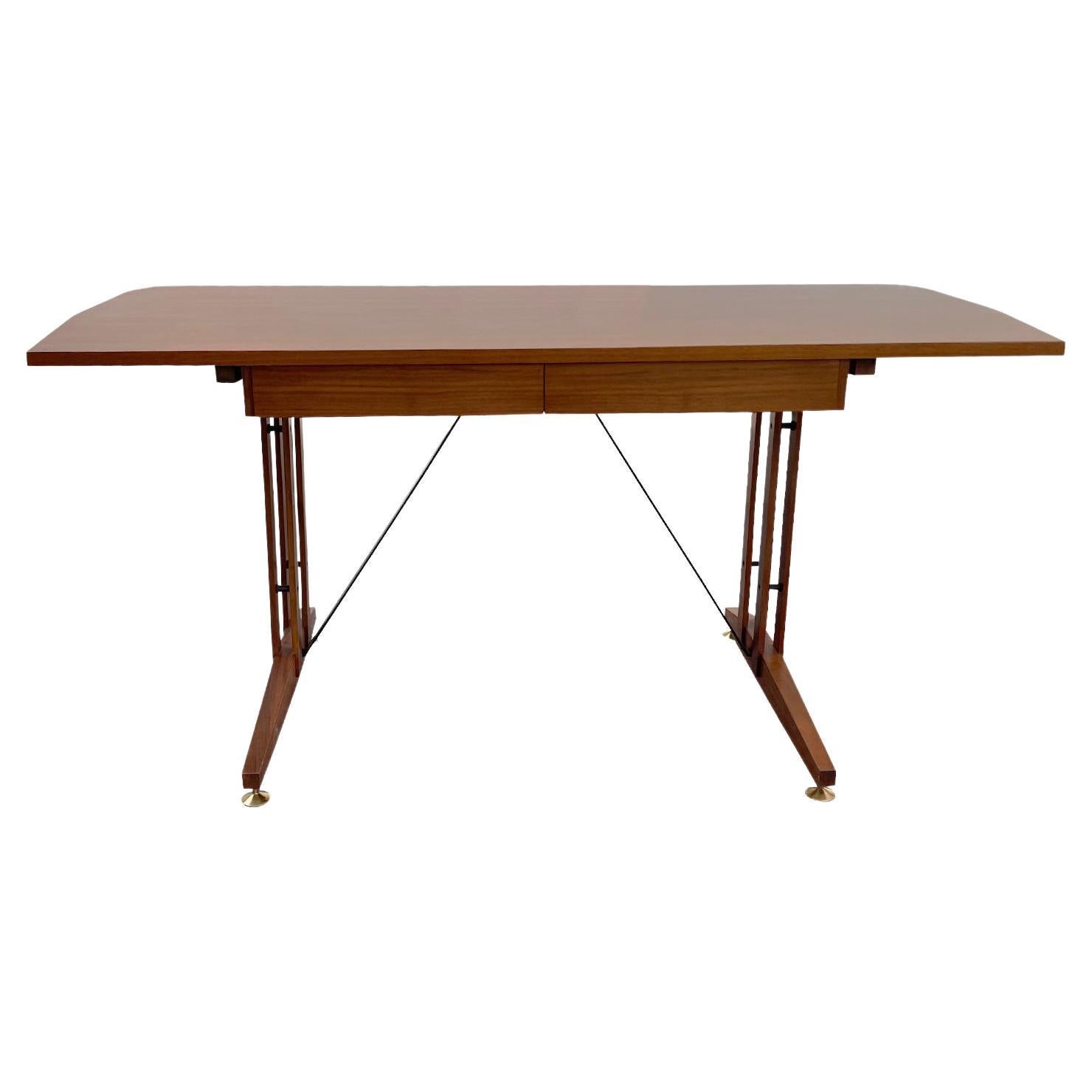 20th Century Grey Italian Brutalist Galvanized Metal Writing Desk