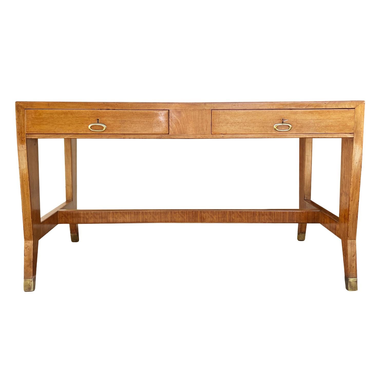 Mid-Century Modern 20th Century Italian Walnut Writing Table, Desk Set with a Chair by Gio Ponti For Sale