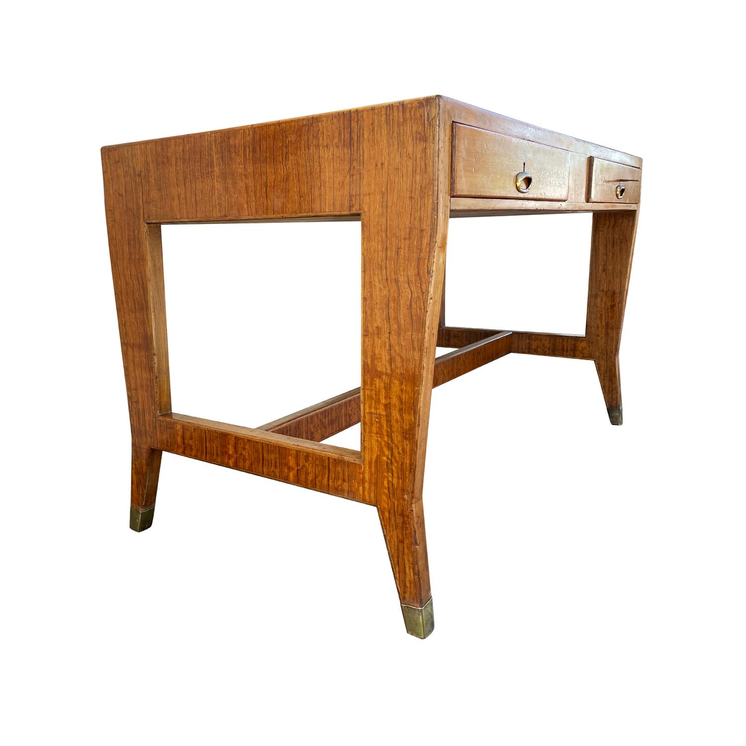 20th Century Italian Walnut Writing Table, Desk Set with a Chair by Gio Ponti For Sale 3