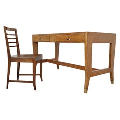 Schreibtisch aus italienischem Nussbaumholz des 20. Jahrhunderts, Schreibtisch-Set mit Stuhl von Gio Ponti