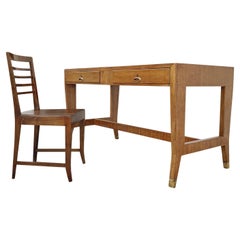 20th Century Italian Walnut Writing Table, Desk Set with a Chair by Gio Ponti
