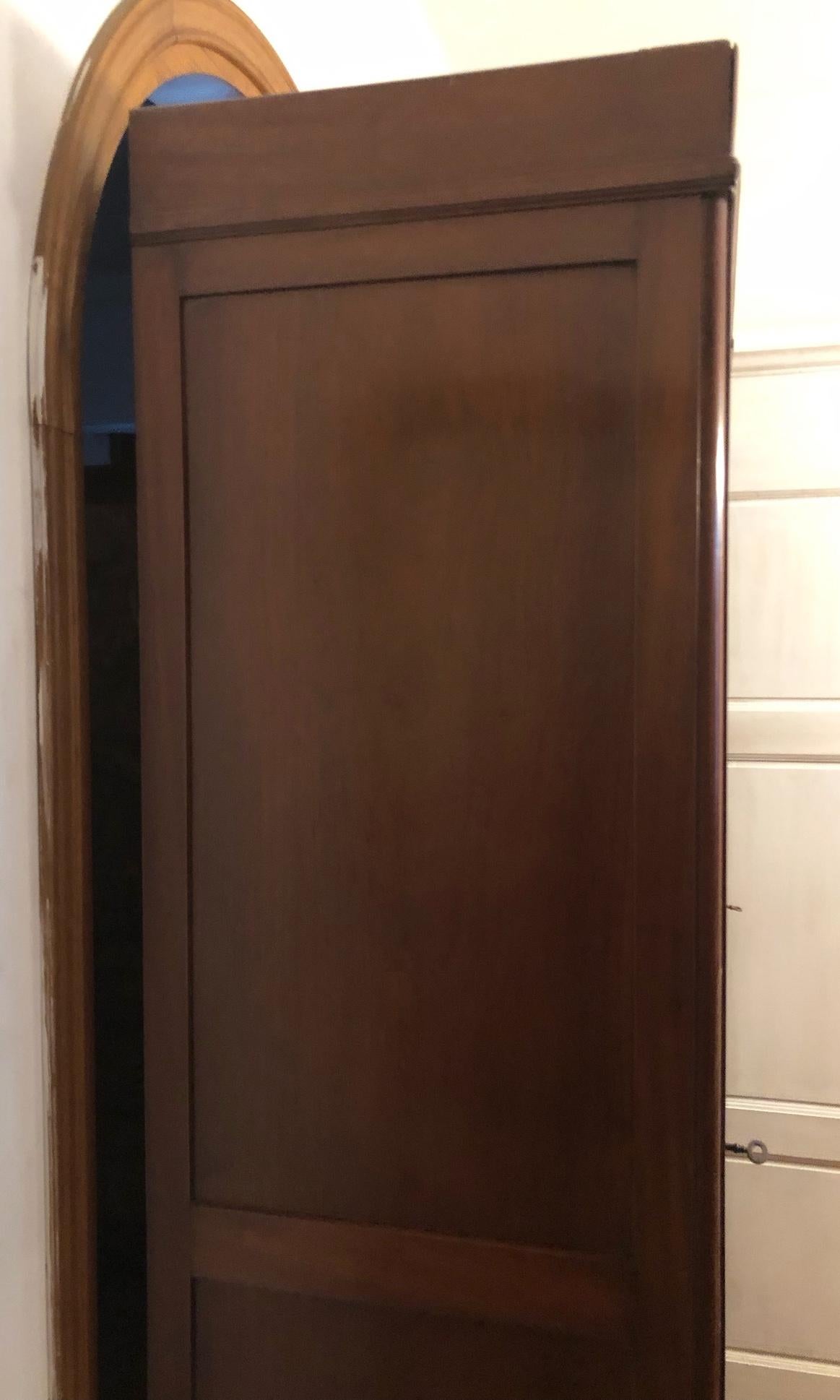 20th Century Italian Wardrobe Two Doors in Original Walnut Color with Mirror 5