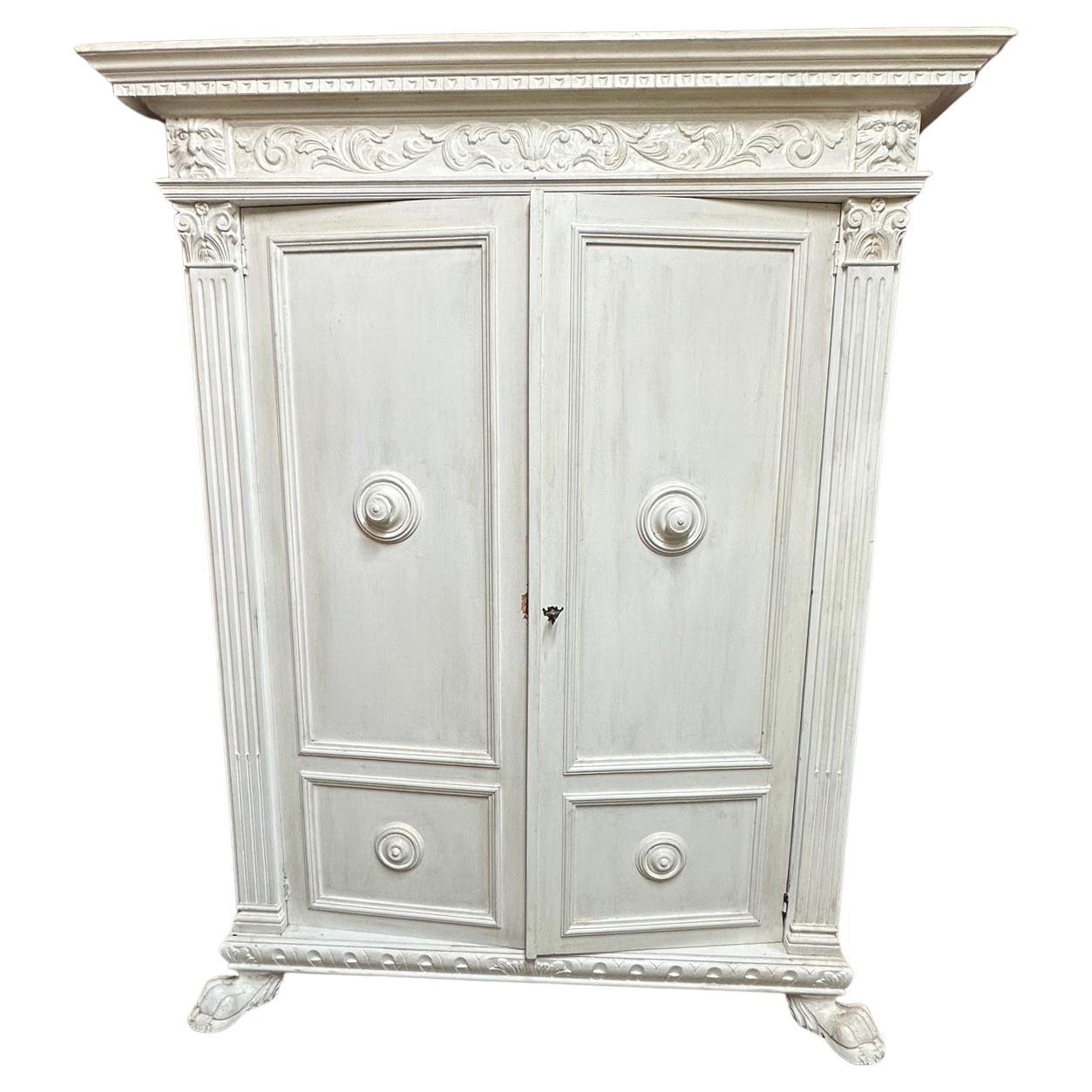 20th Century Italian Wardrobe with Two Doors Original Walnut Color Inside