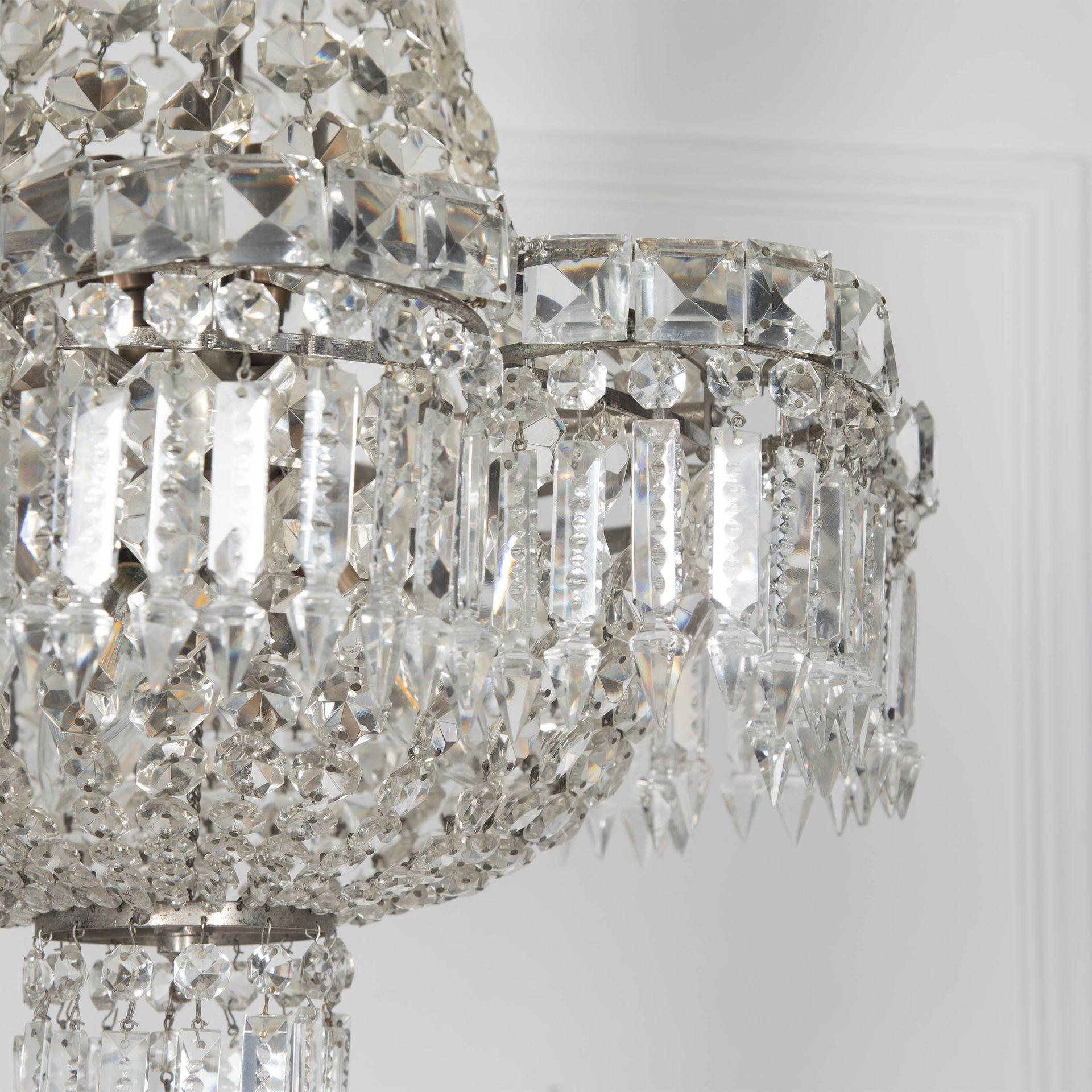 Argenté Lustre italien du 20e siècle en forme de cascade et de sac en vente