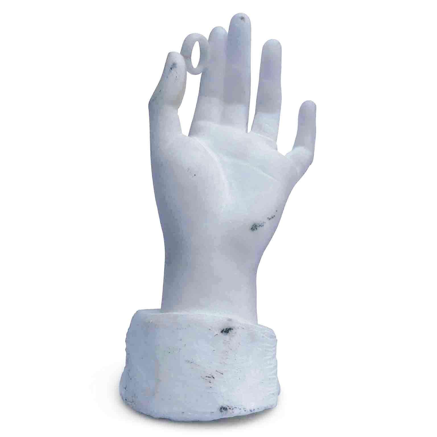 Italian 20th Century White Carrara Marble Bride Hand Sculpture Paperweight 6