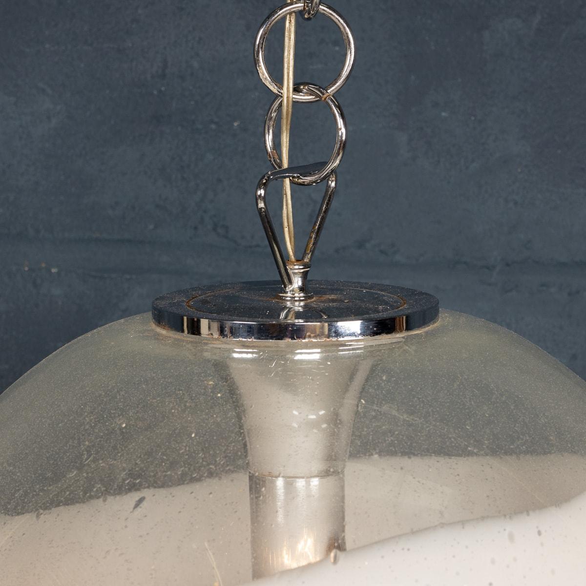 Lampada a sospensione in vetro di Murano bianco e trasparente del XX secolo c.1970 in vendita 8