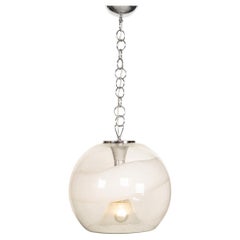 20th Century Italian White & Clear Murano Glass Pendant Lamp c.1970