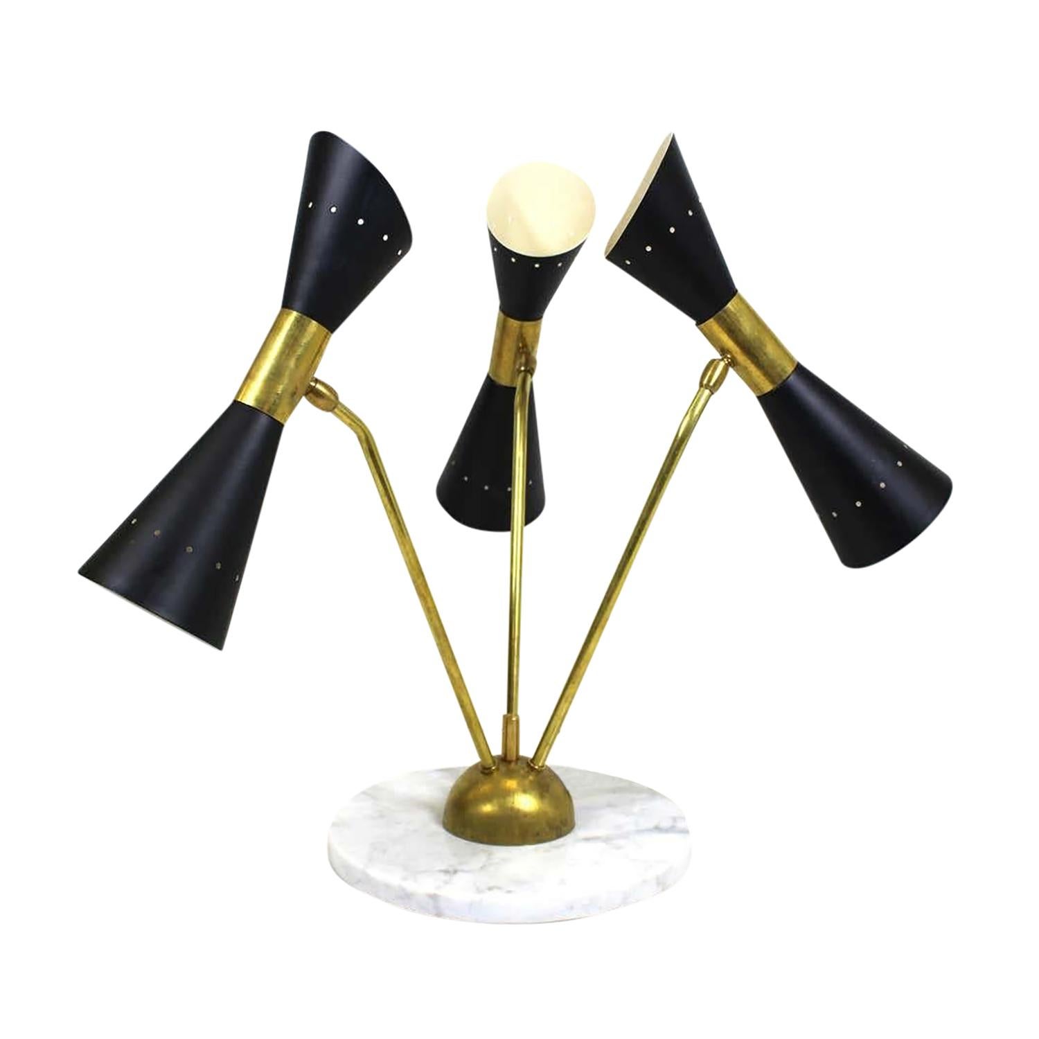 Mid-Century Modern 20th Century Italian Mable Table Lamp - Vintage Light in the Style of Stilnovo For Sale