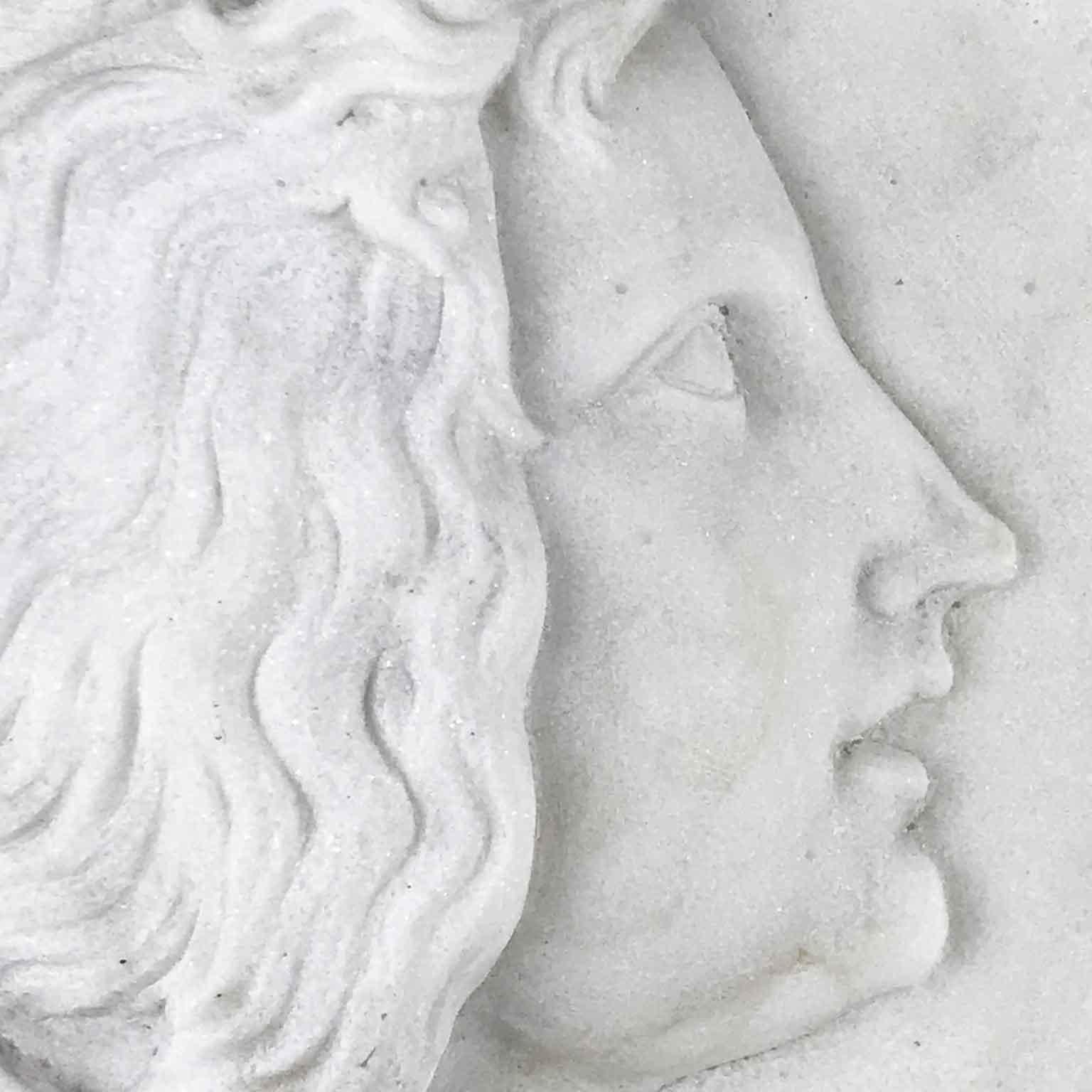 European 20th Century Italian White Marble Female Portrait Relief with Crescent Moon