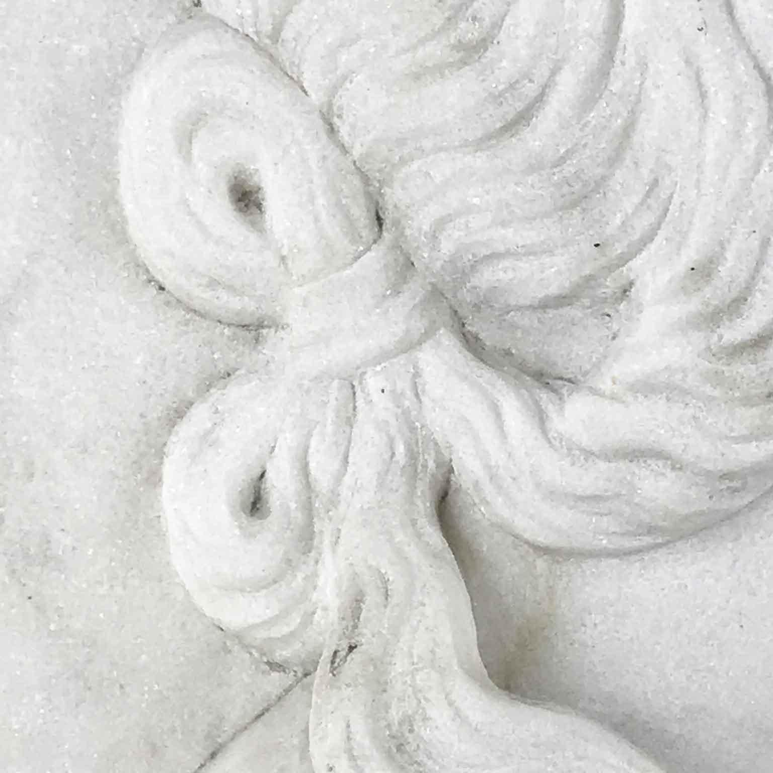 Carved 20th Century Italian White Marble Female Portrait Relief with Crescent Moon