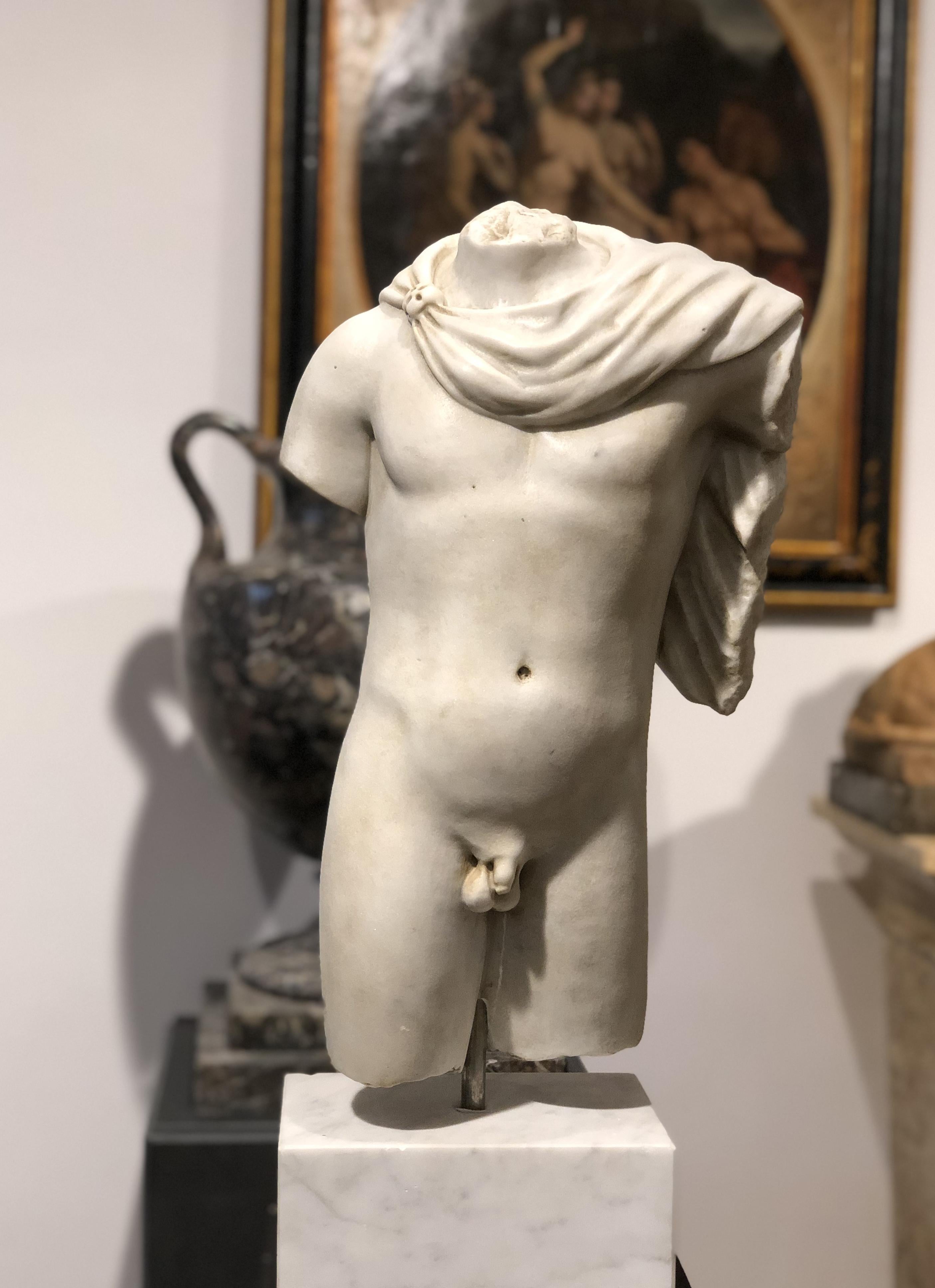 20th Century Italian Marble Sculpture Torso Apollo Belvedere Vatican Museum im Angebot 7