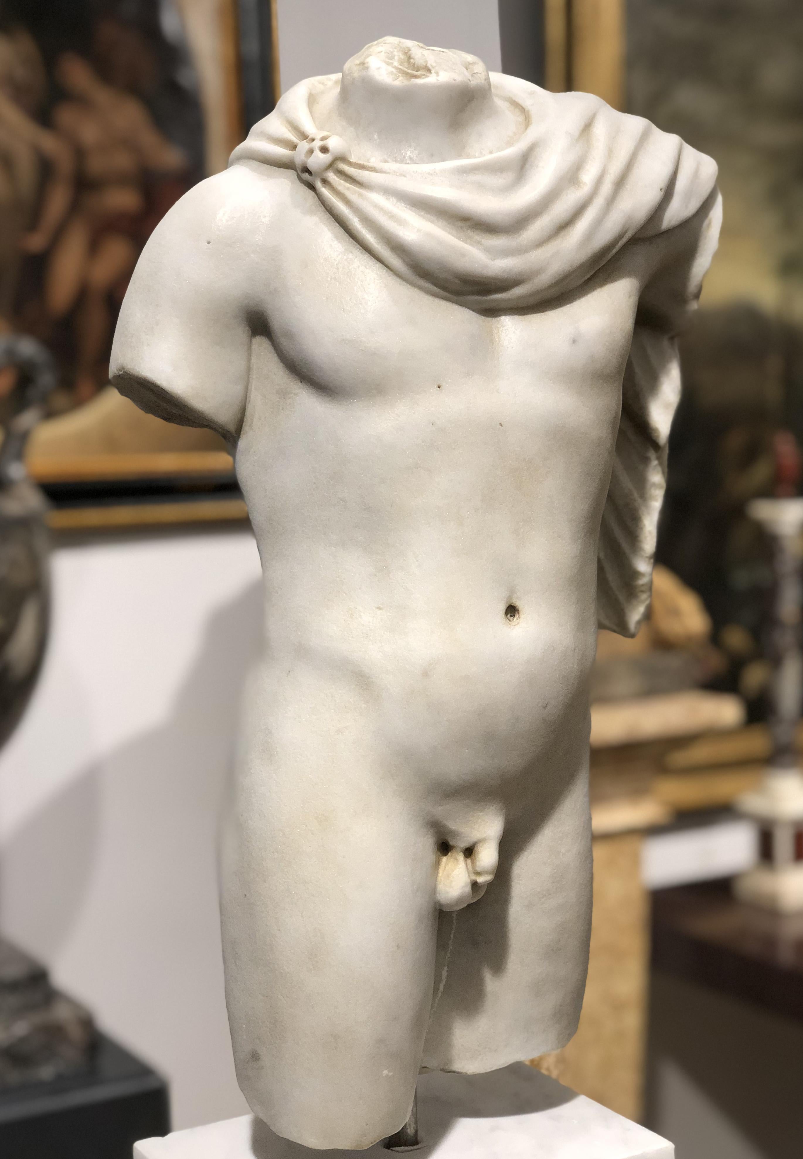 Statuary Marble 20th Century Italian Marble Sculpture Torso Apollo Belvedere Vatican Museum For Sale