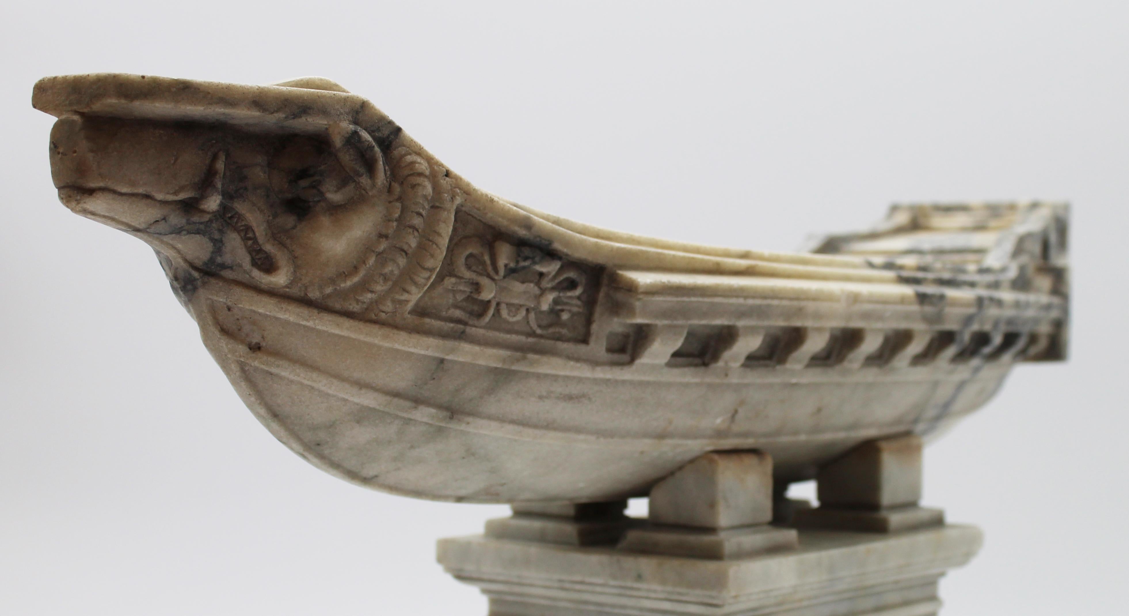20th Century Italian White Marble Statuary Sculpture of Boat by Giancarlo Pace 8