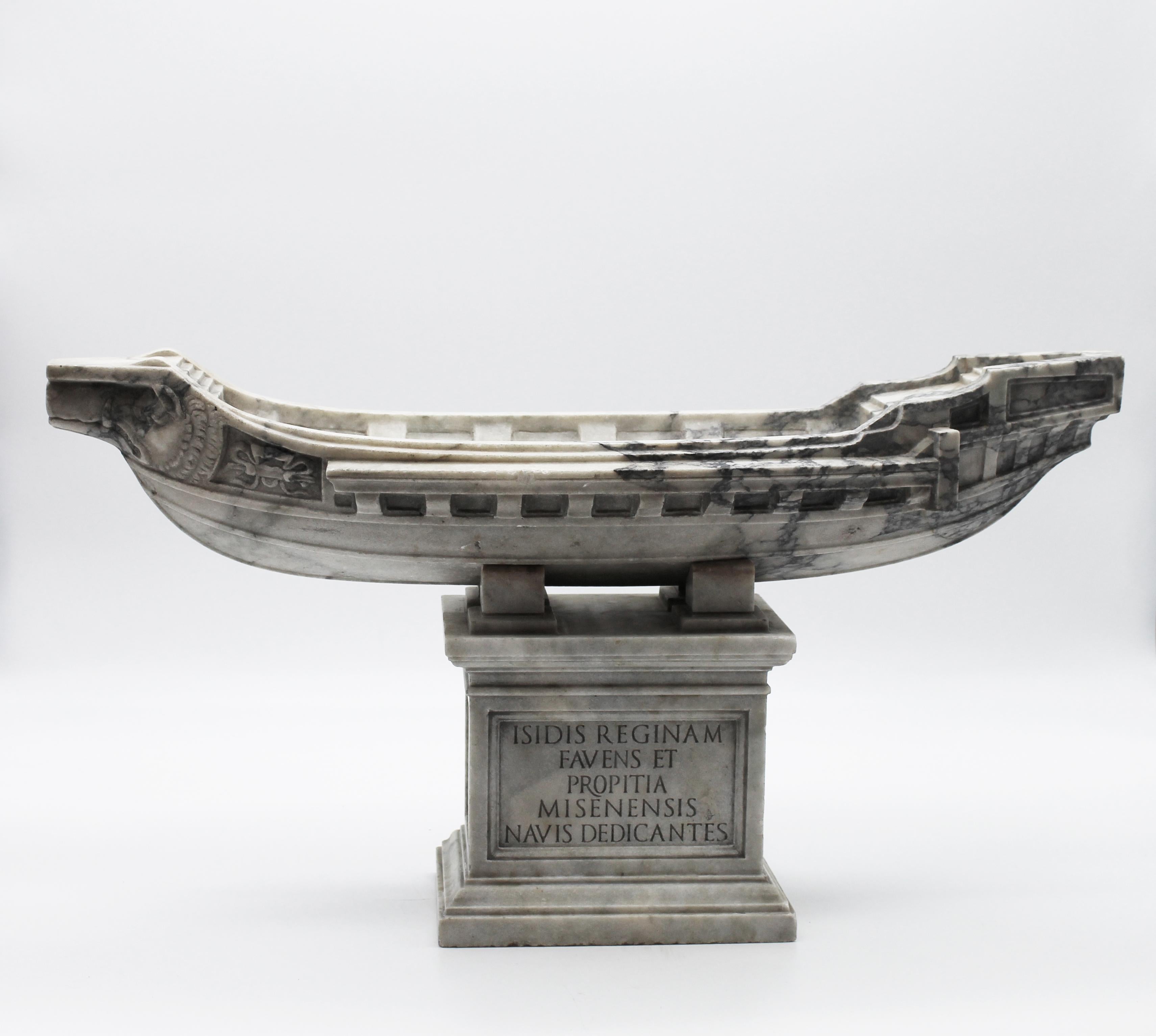 20th Century Italian White Marble Statuary Sculpture of Boat by Giancarlo Pace 9