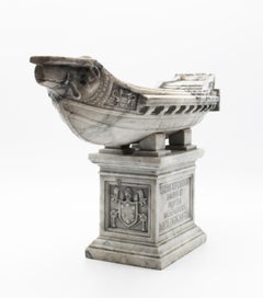 20th Century Italian White Marble Statuary Sculpture of Boat by Giancarlo Pace