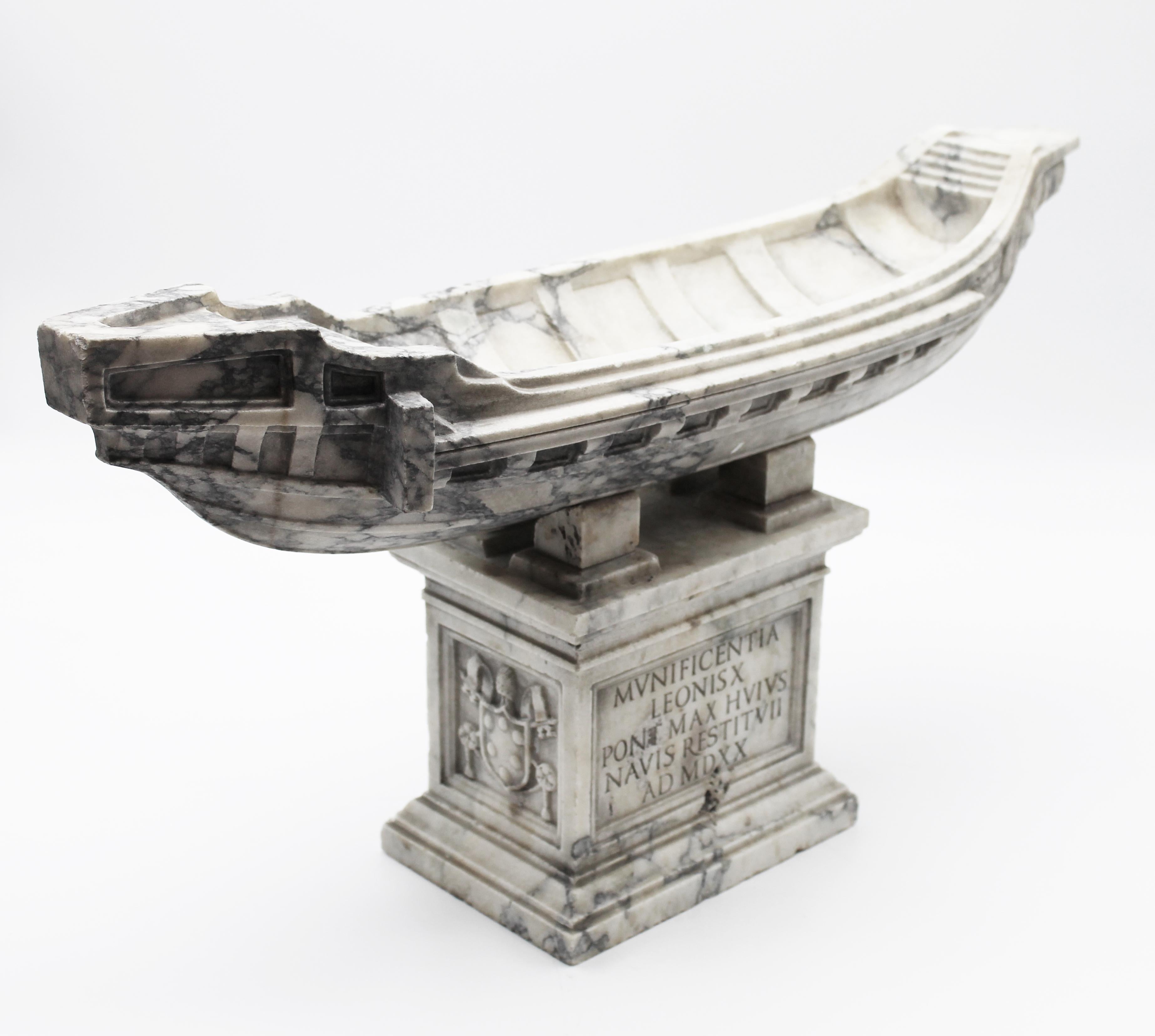 Grand Tour 20th Century Italian White Marble Statuary Sculpture of Boat by Giancarlo Pace