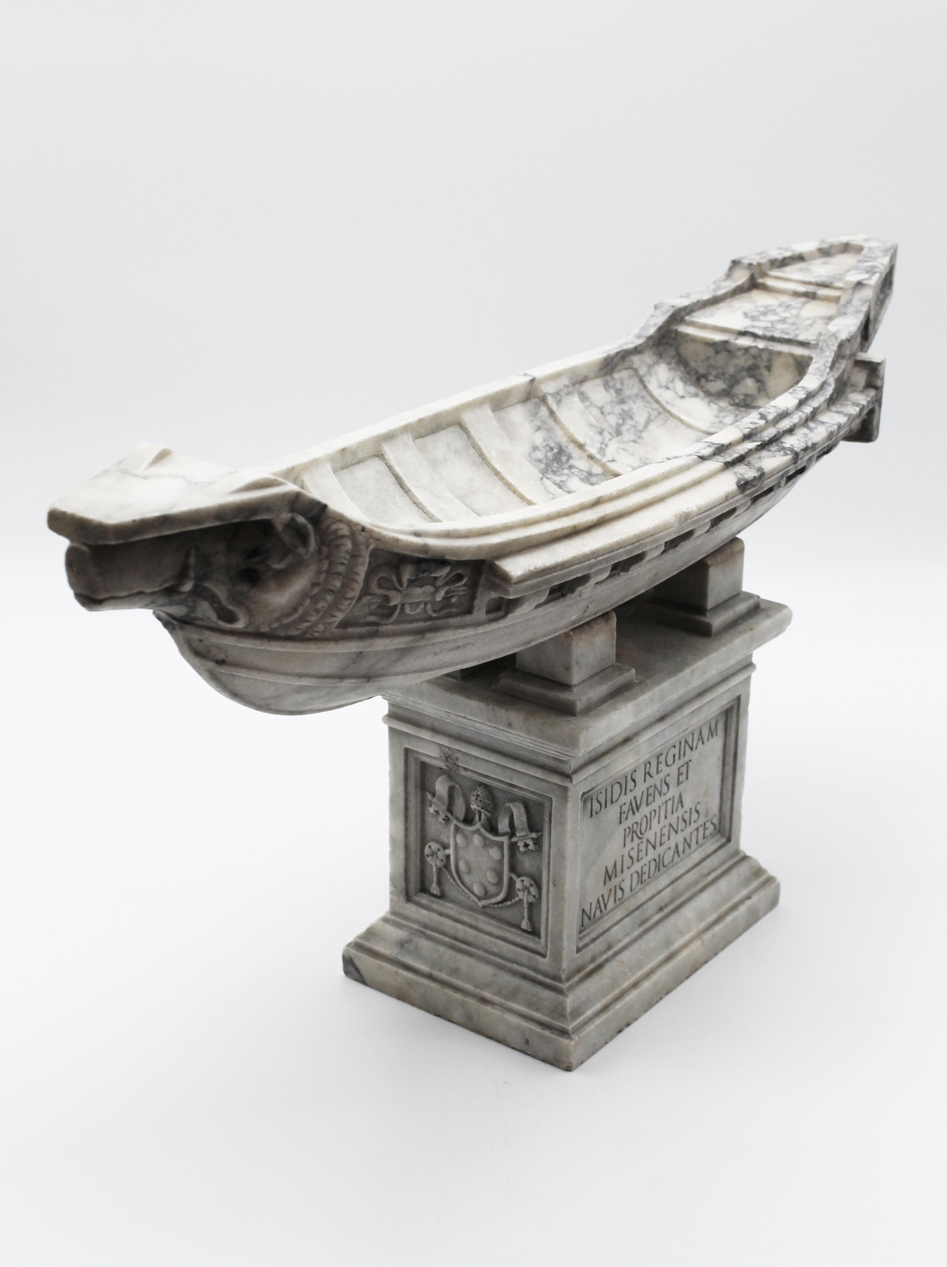 20th Century Italian White Marble Statuary Sculpture of Boat by Giancarlo Pace In Good Condition In Roma, IT