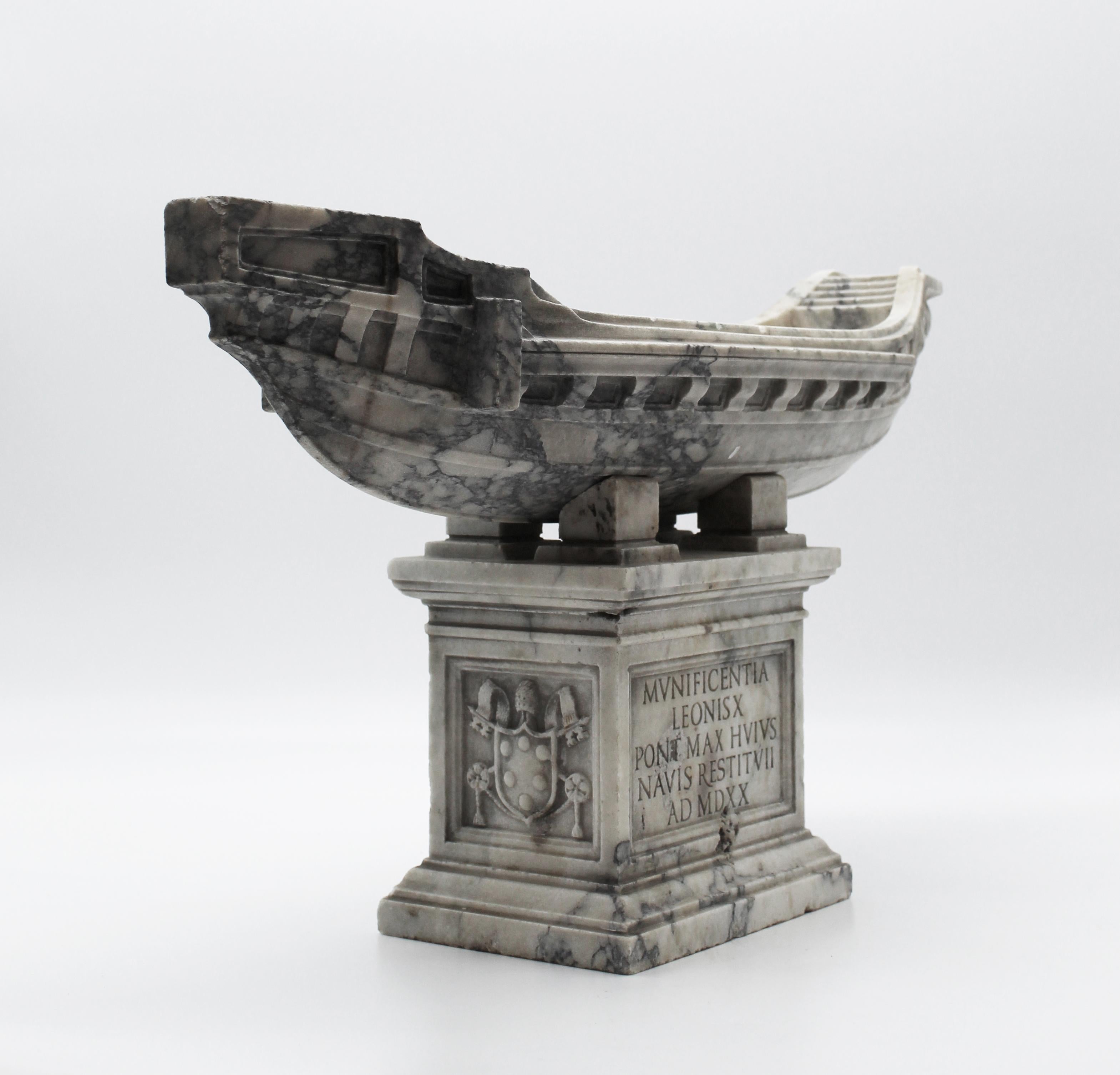 Statuary Marble 20th Century Italian White Marble Statuary Sculpture of Boat by Giancarlo Pace