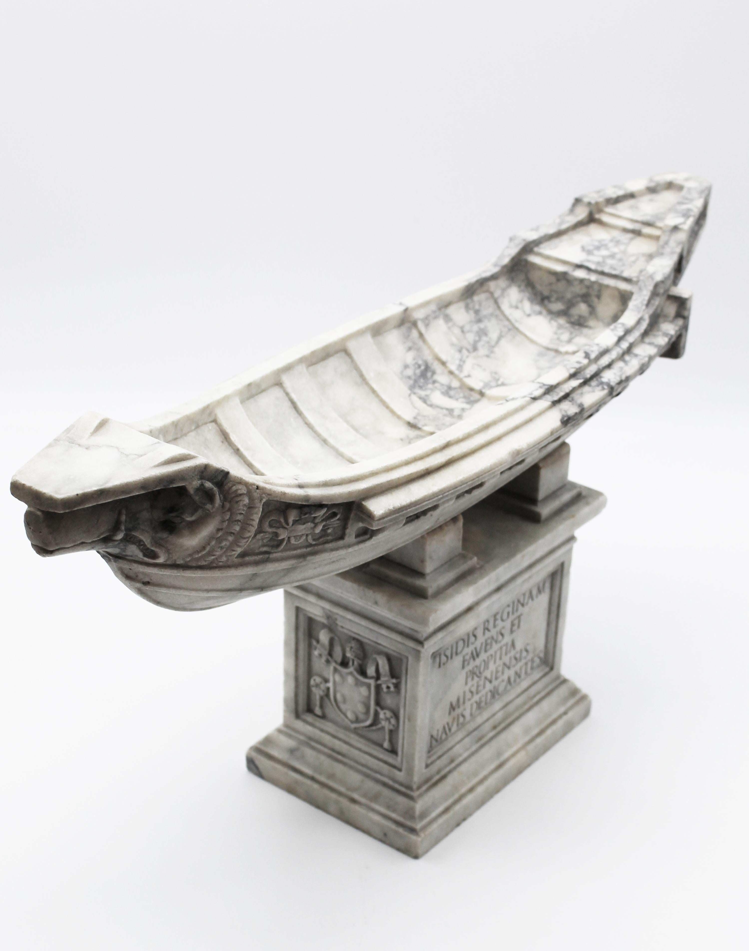 20th Century Italian White Marble Statuary Sculpture of Boat by Giancarlo Pace 2