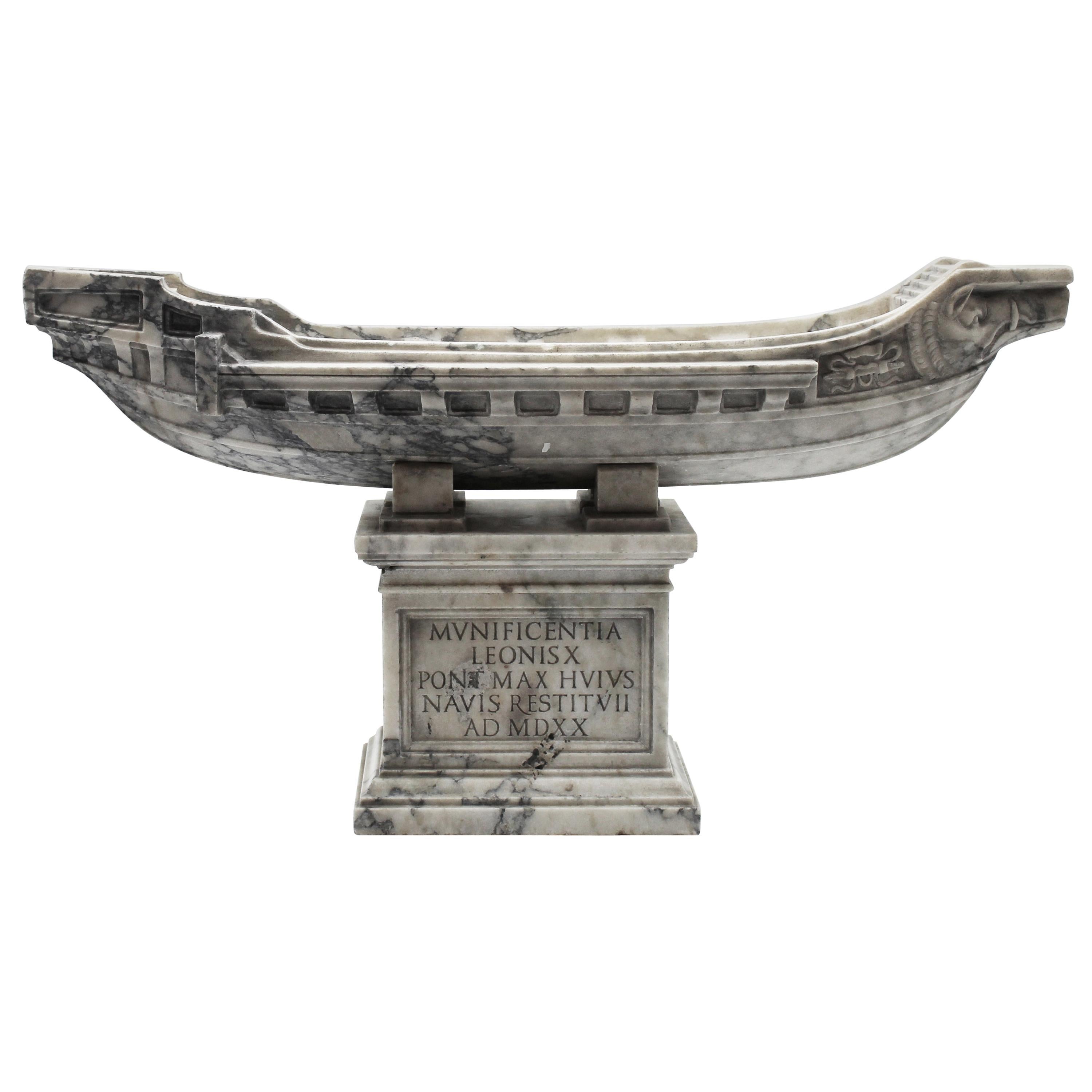 20th Century Italian White Marble Statuary Sculpture of Boat by Giancarlo Pace