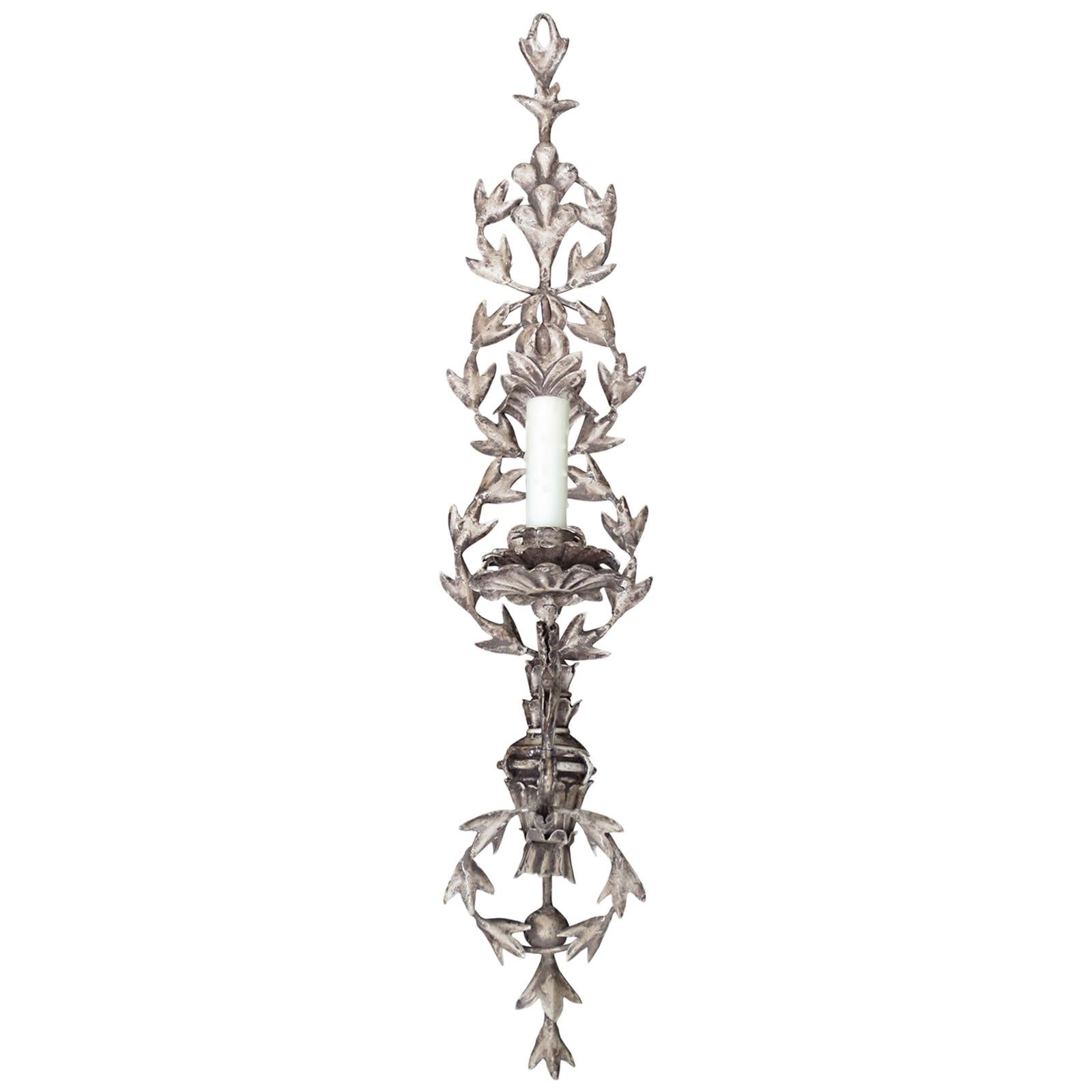 20th Century Italian White Metal Sconce For Sale